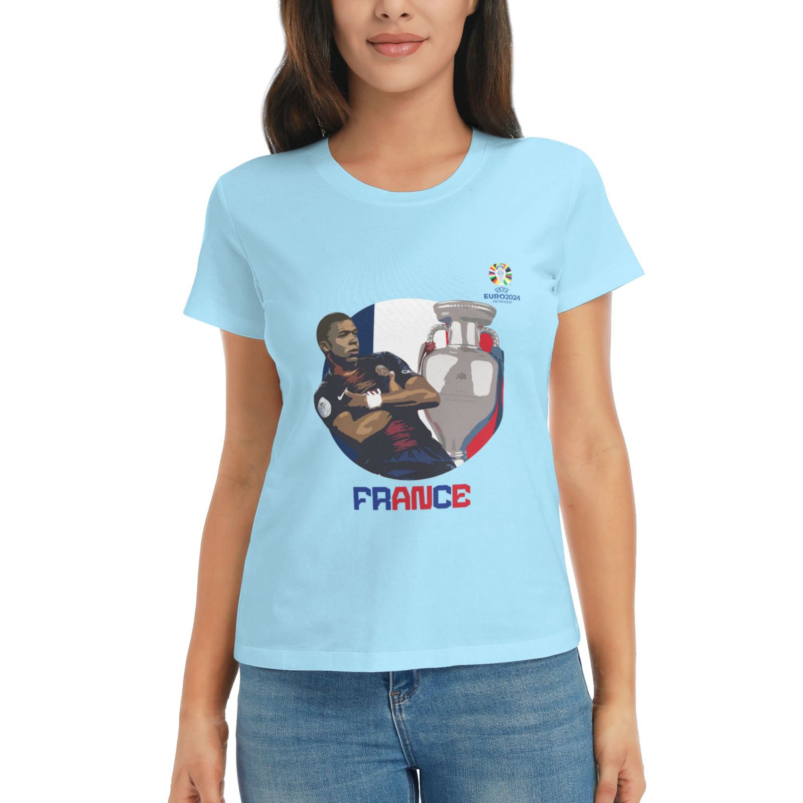 Women's France EURO 2024 Basic Short Sleeve T-Shirt WBT1730 - Soccerfana