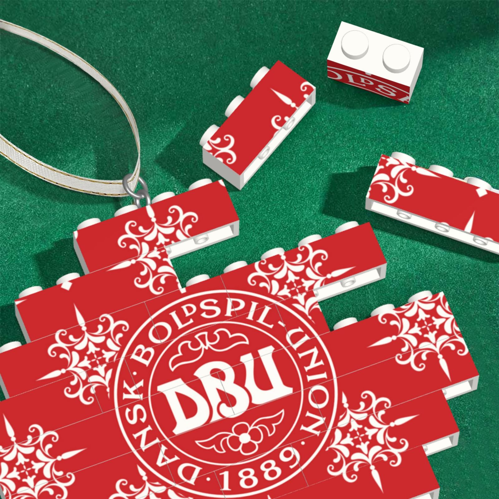 Denmark Building Block Puzzle Ornament BBP2177 - Soccerfana