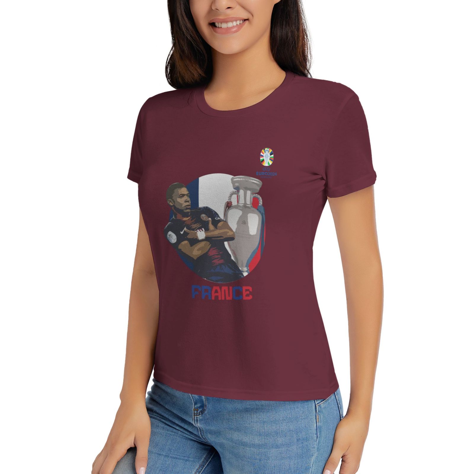 Women's France EURO 2024 Basic Short Sleeve T-Shirt WBT1730 - Soccerfana