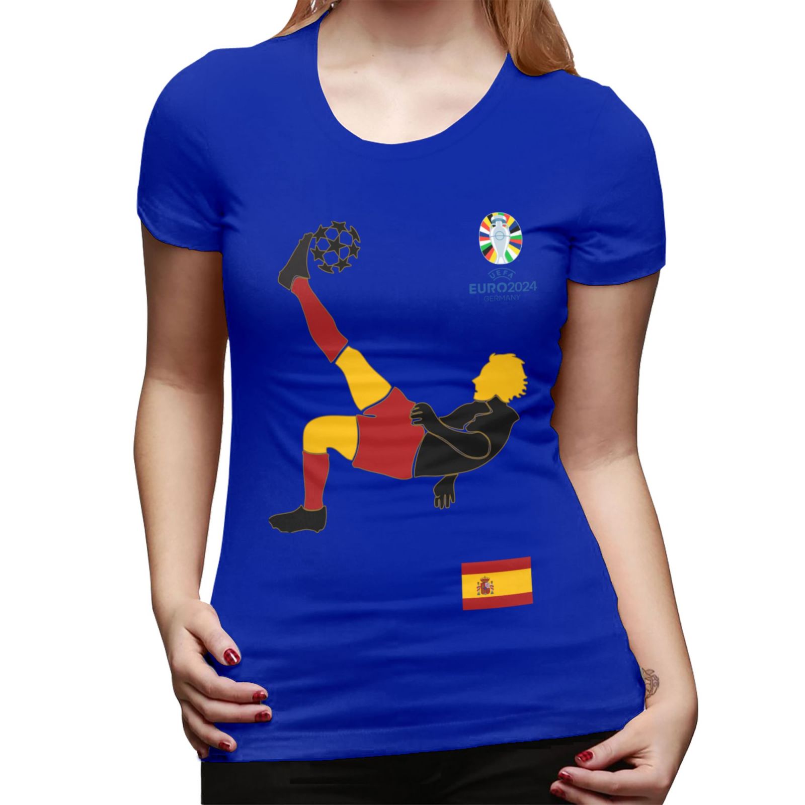 Women's Spain EURO 2024 Basic Short Sleeve T-Shirt WBT1725 - Soccerfana