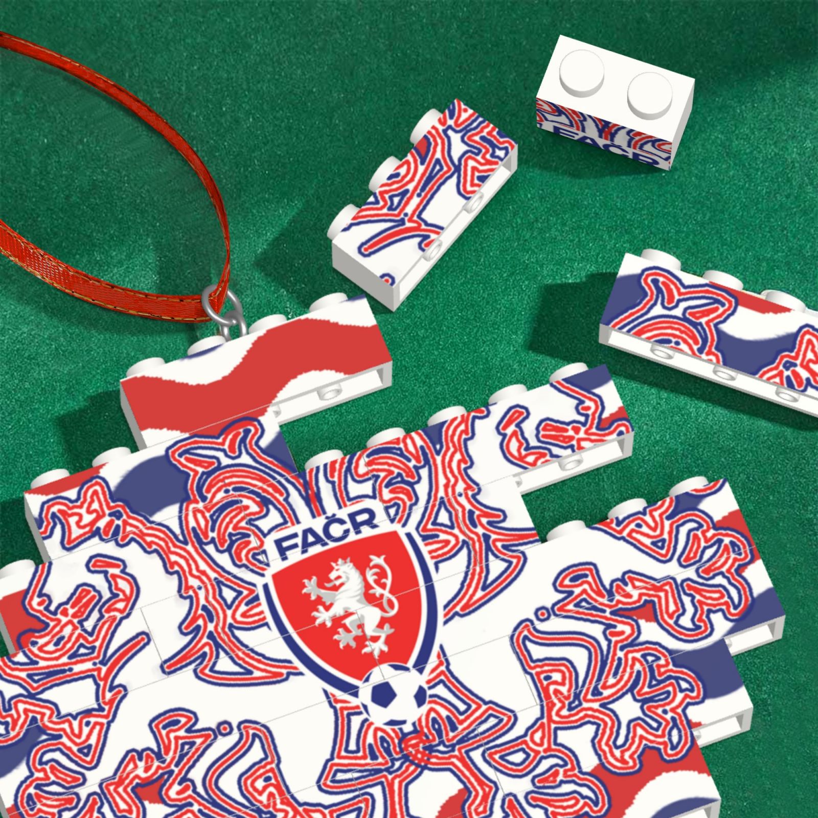 Czech Building Block Puzzle Ornament BBP1986 - Soccerfana