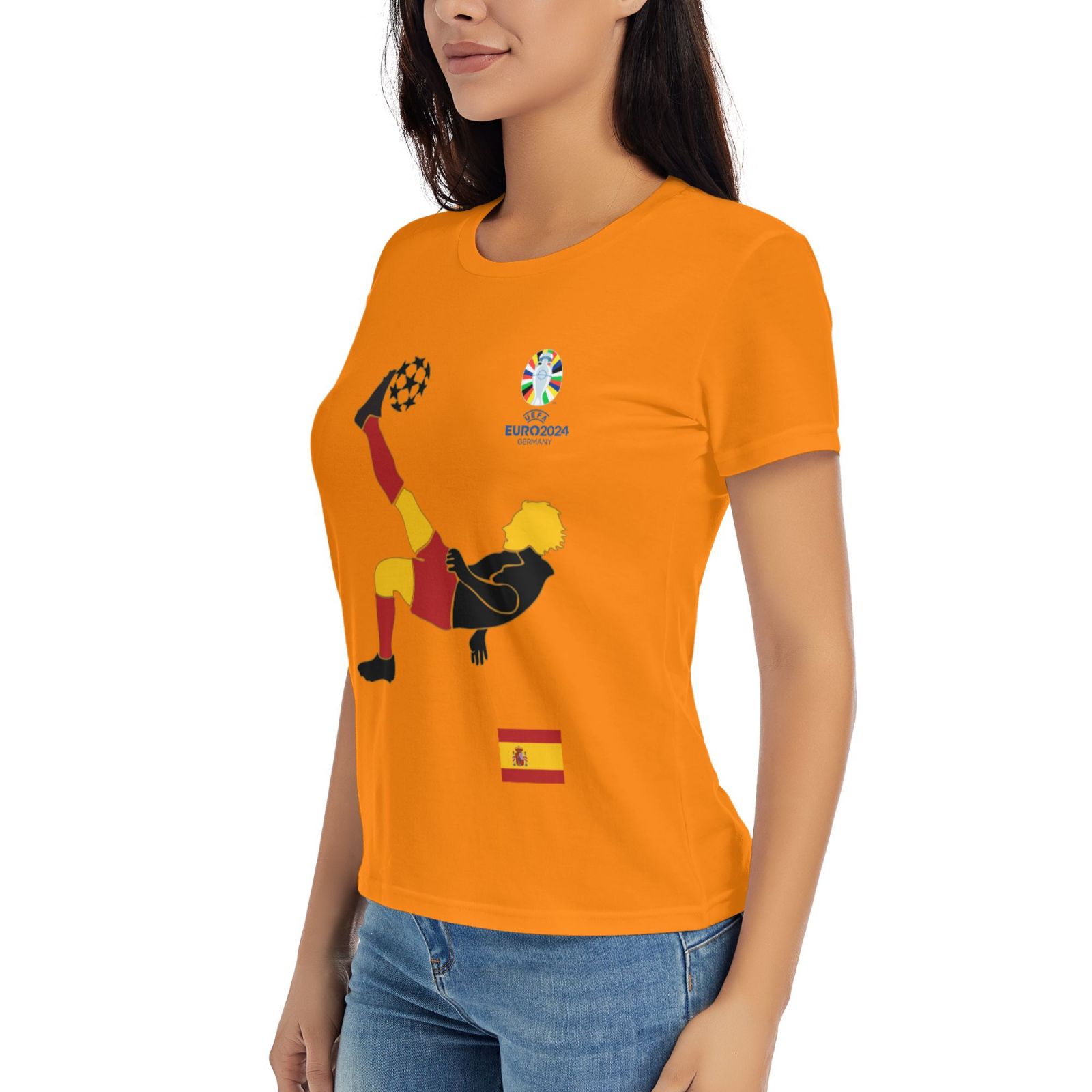 Women's Spain EURO 2024 Basic Short Sleeve T-Shirt WBT1725 - Soccerfana