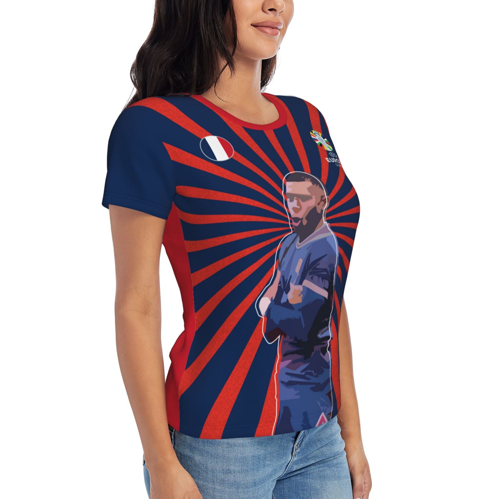 Women's France EURO 2024 Short Sleeve T-Shirt WST1720 - Soccerfana