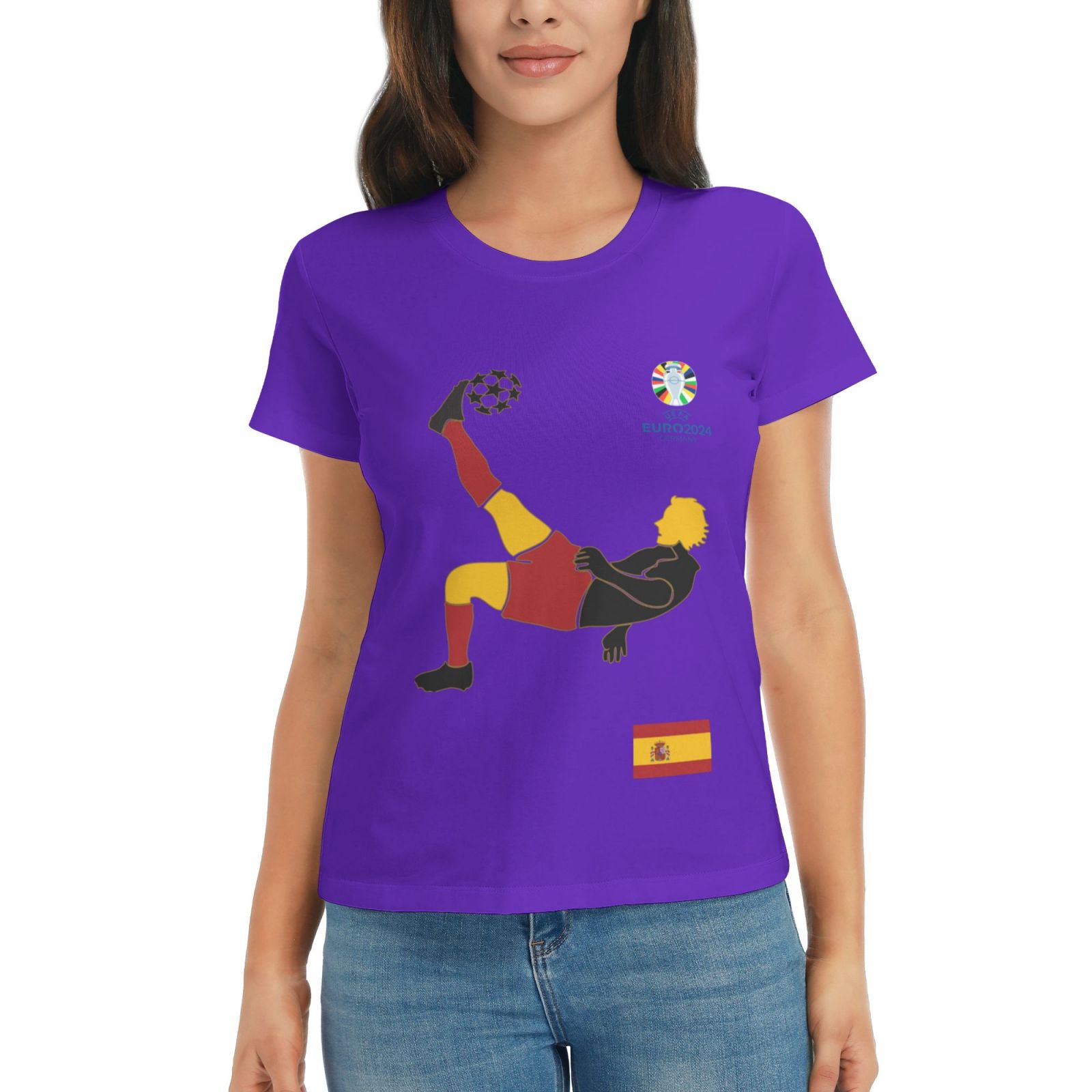 Women's Spain EURO 2024 Basic Short Sleeve T-Shirt WBT1725 - Soccerfana