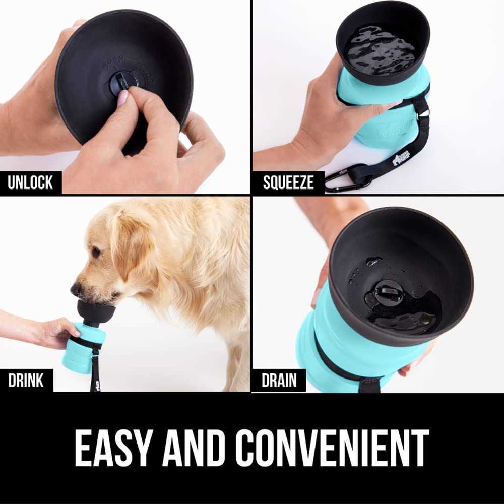 Gorilla Grip Leak Proof Portable Dog Water Bottle Multifunction Design with Bowl Cap - news-ruruana