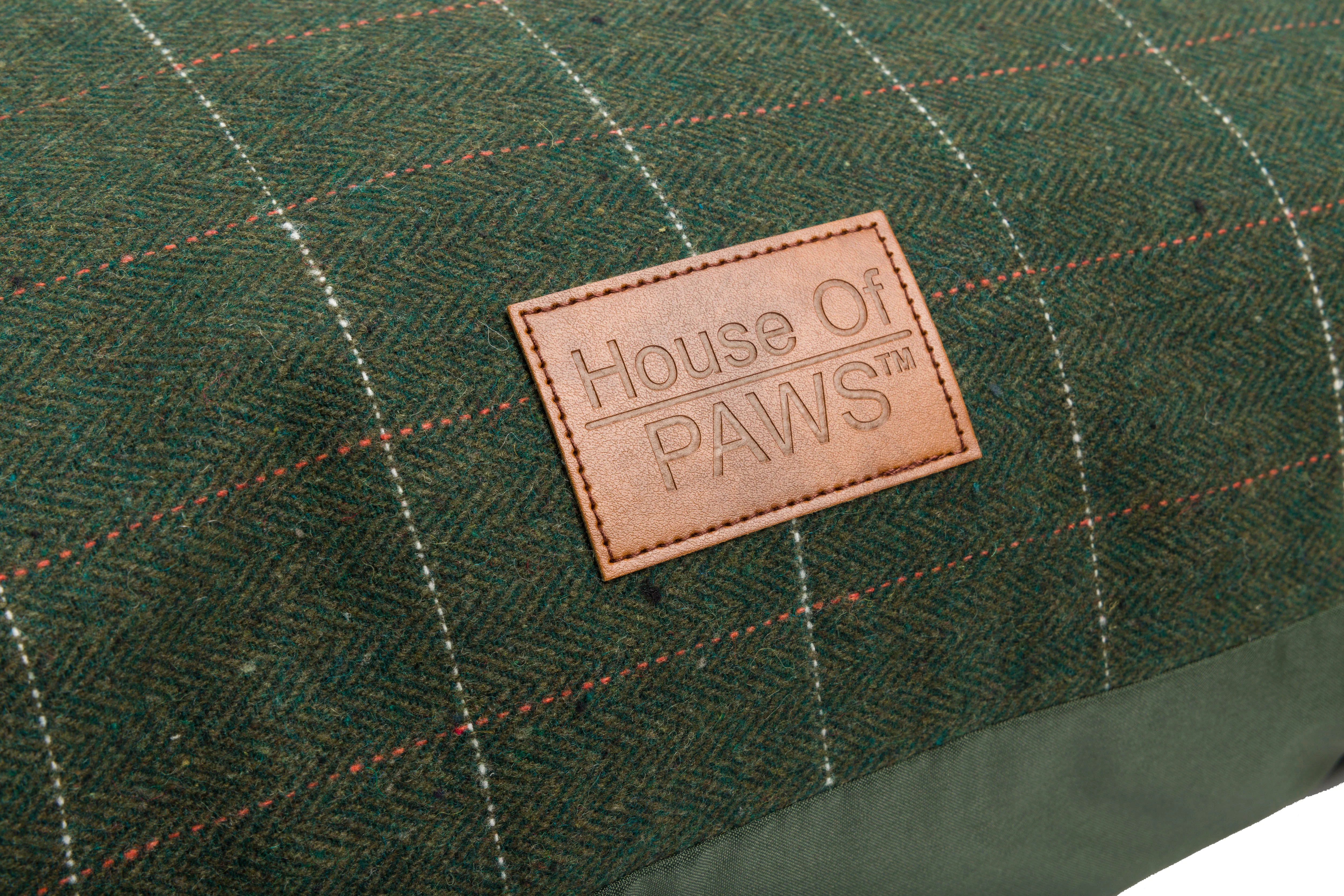 House of Paws Green Tweed Cushion Bed