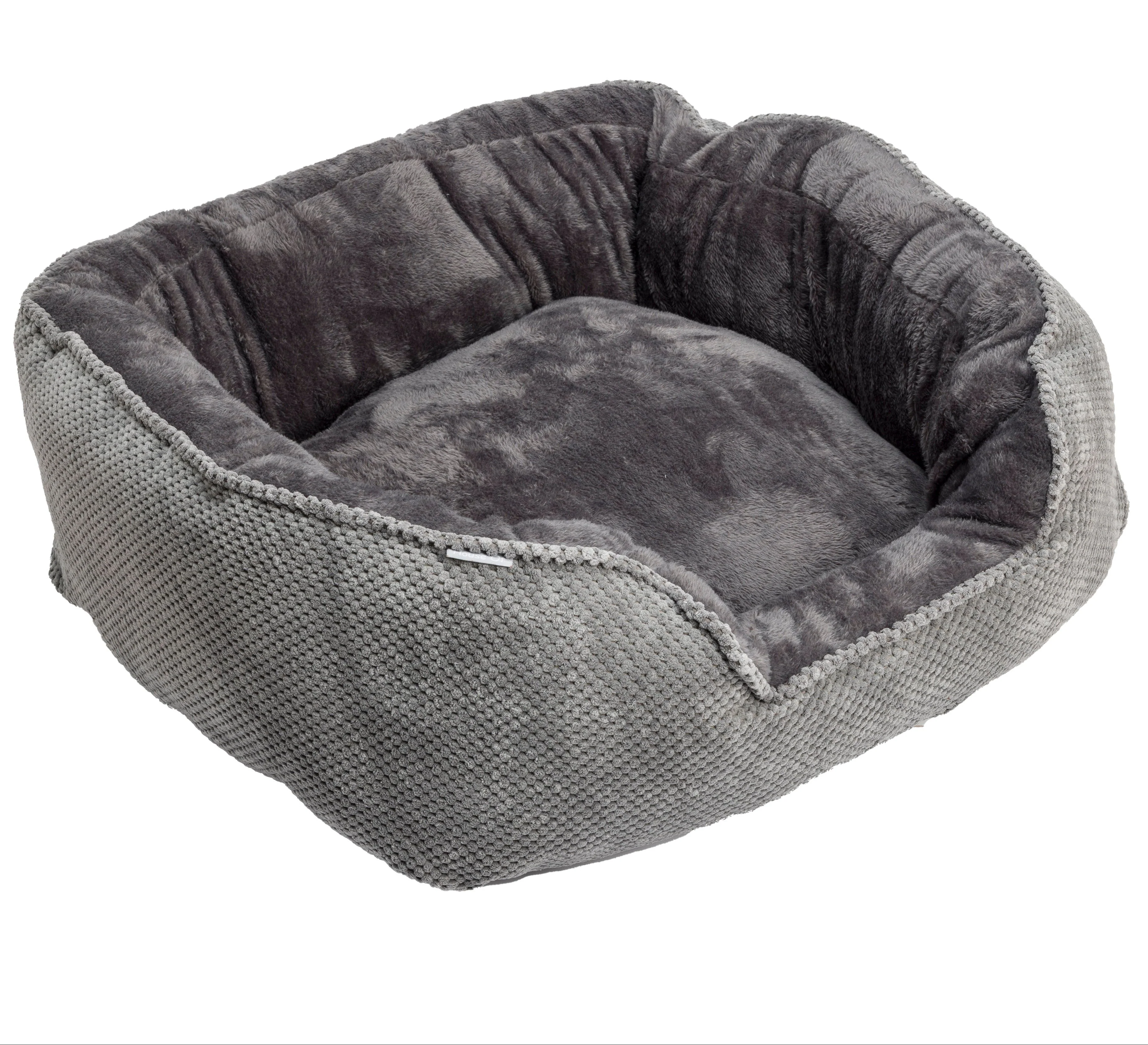 House of Paws Grey Cord Snuggle Dog Bed