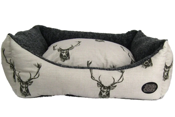 Snug & Cosy Nature Rectangular Stag Print Dog Bed 30