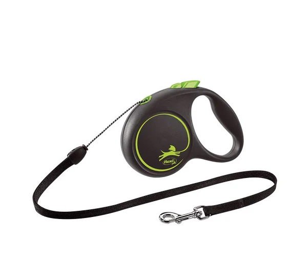 Flexi Lead Black Design Small Cord 5m Green