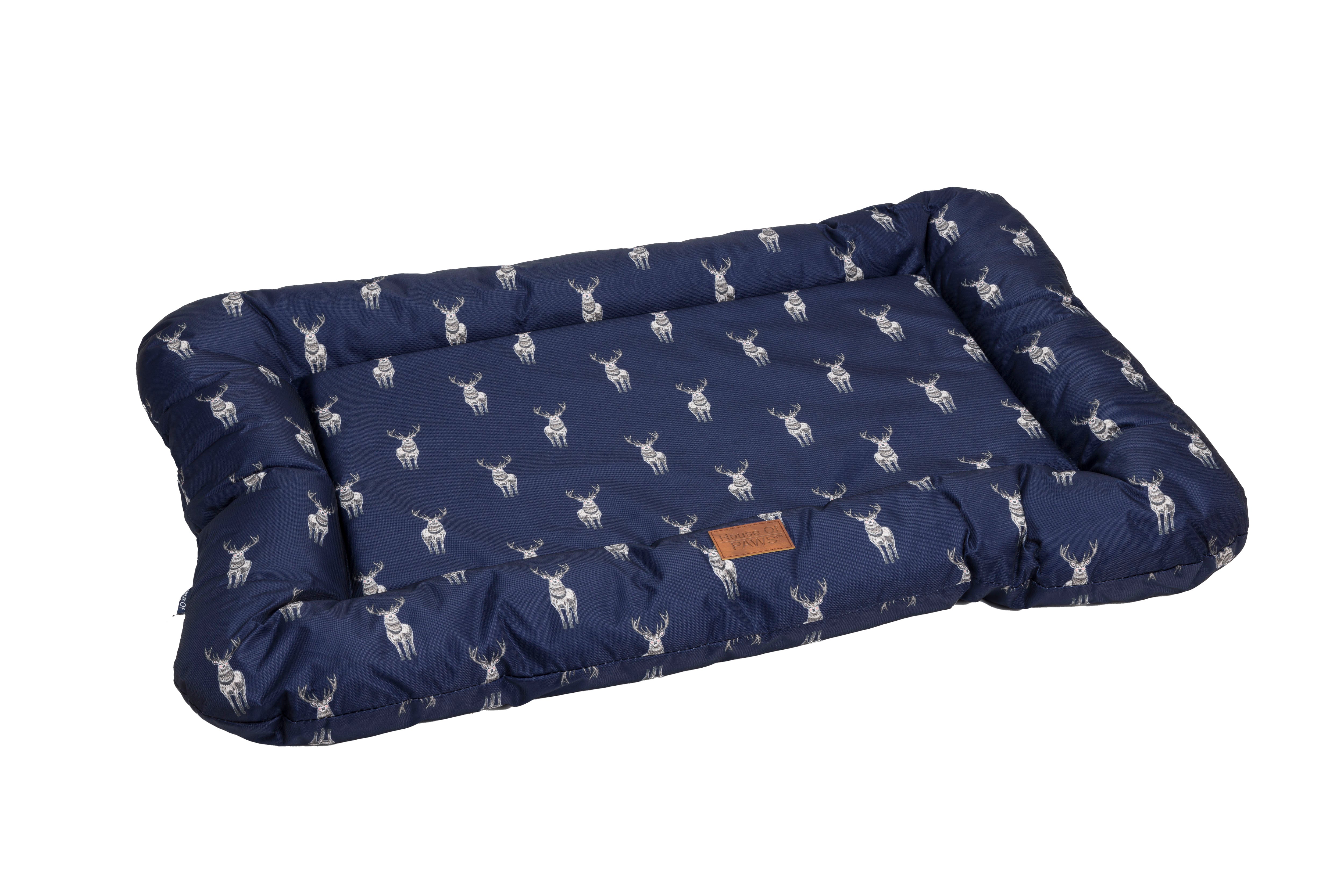 House of Paws Navy Stag Oval Water Resistant Mat