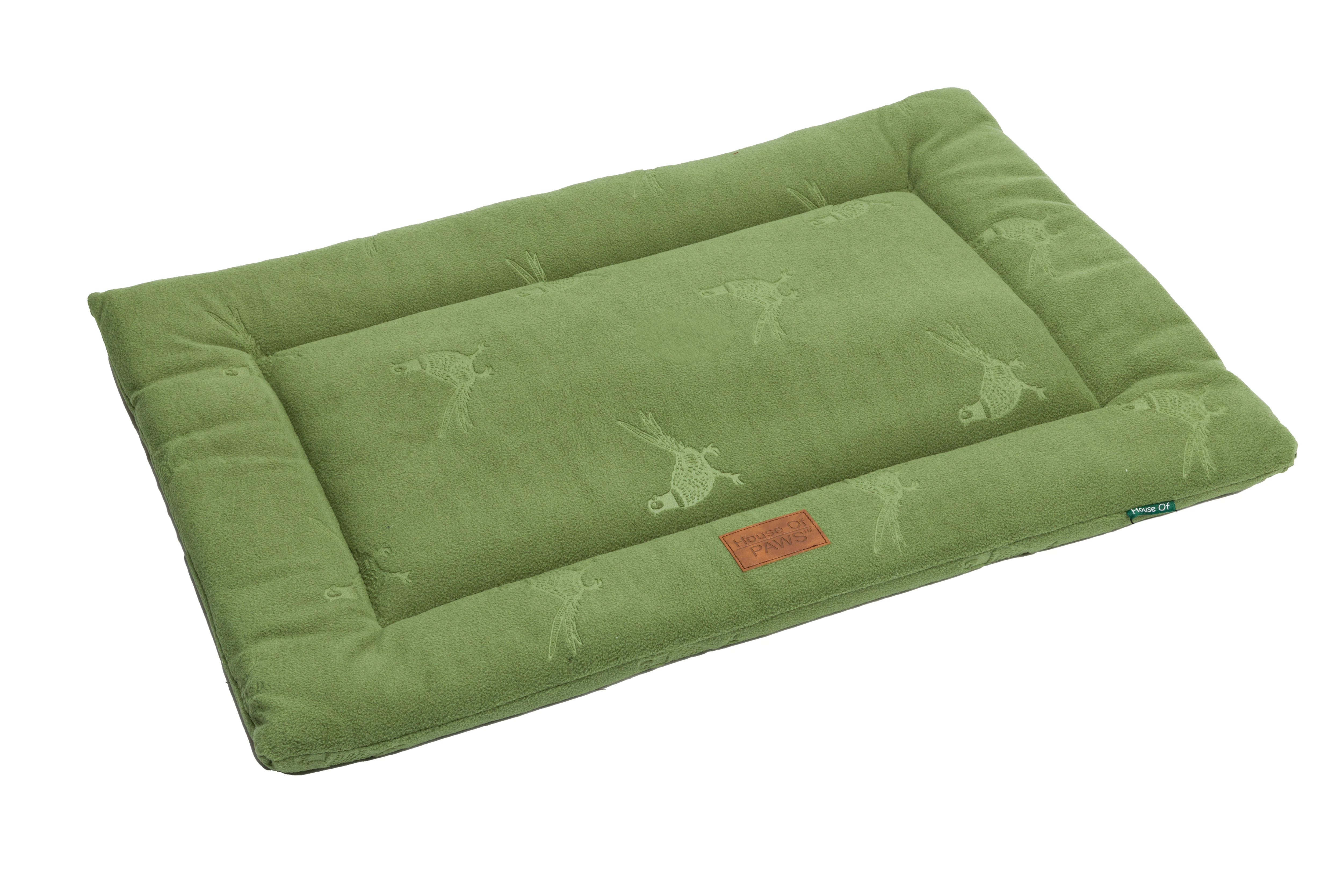 House of Paws Green Embossed Pheasant Fleece Crate Mat