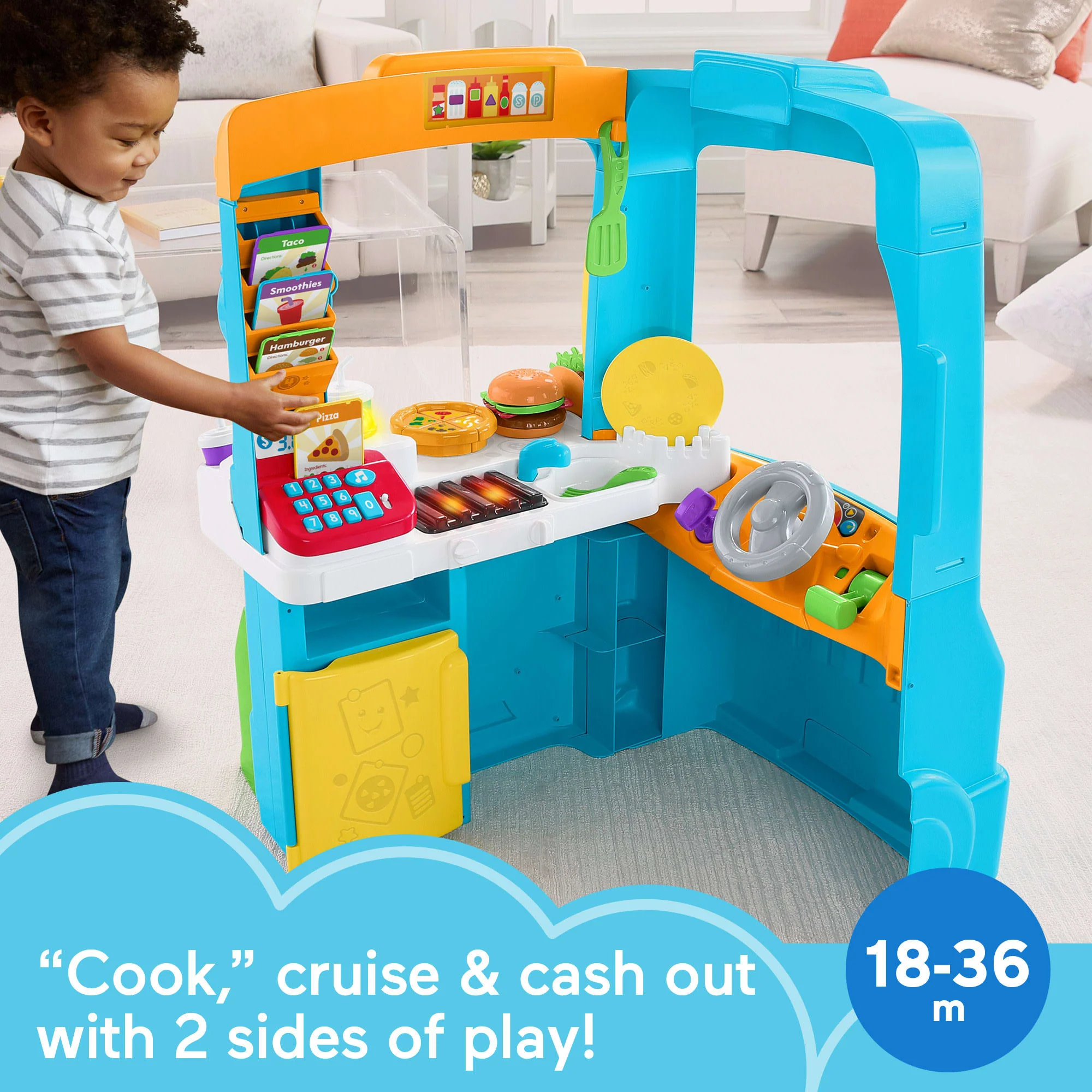 Fisher-Price Laugh & Learn Servin’ Up Fun Food Truck Electronic Activity Center For Toddlers
