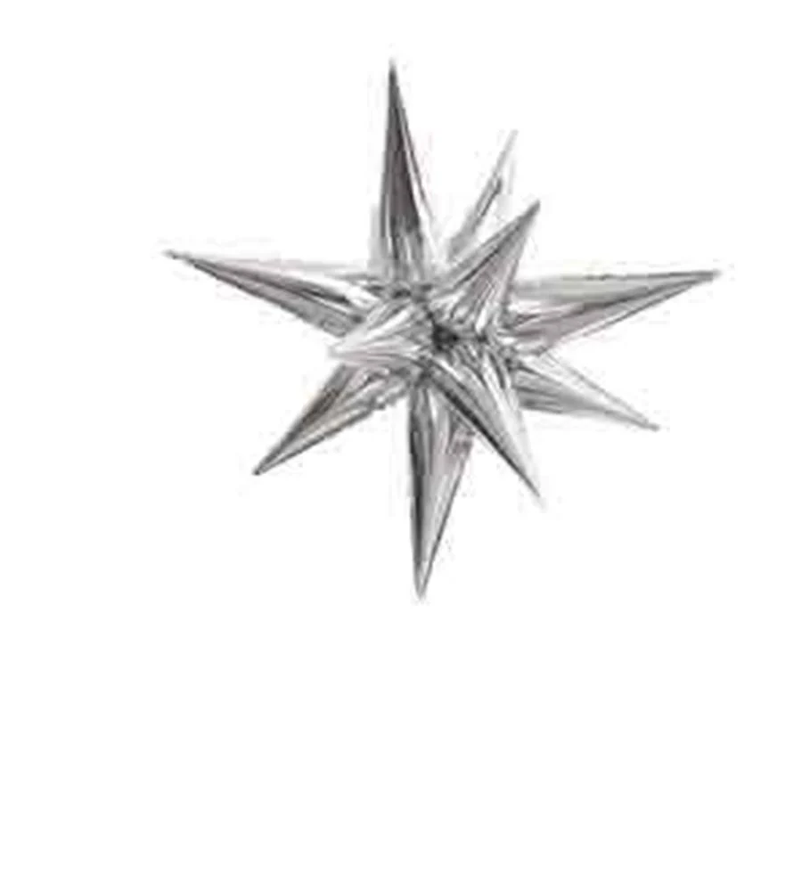 Silver 3D Star Burst Foil Balloon Jumbo