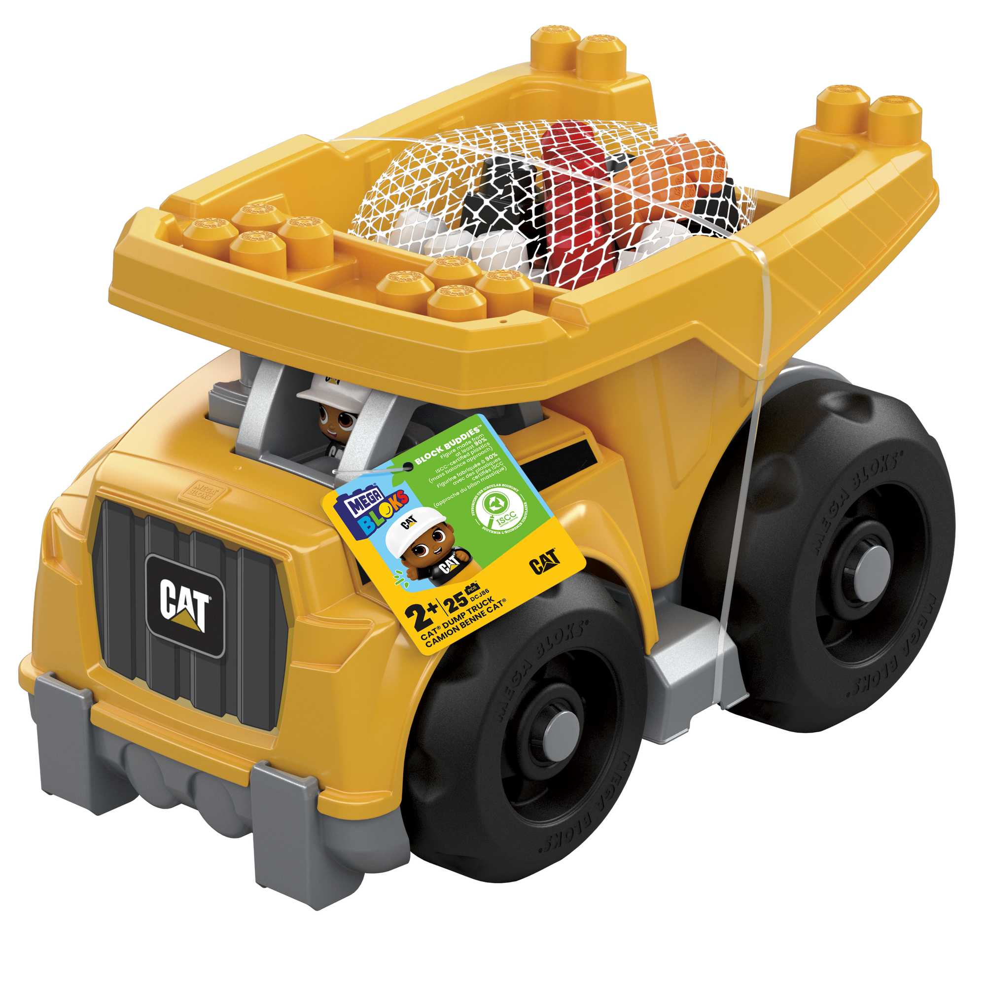 MEGA BLOKS Fisher-Price Building Toy Blocks Cat Large Dump Truck (25 Pieces) For Toddler