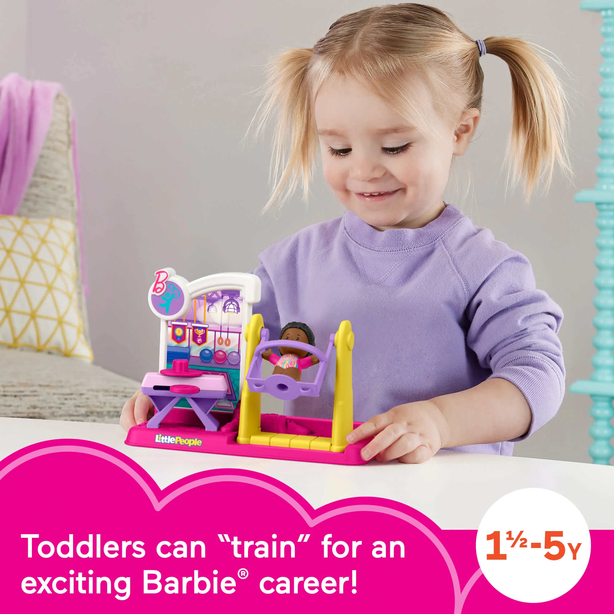 Fisher Price Little People Barbie Gymnastics Playset For Toddlers & Preschool Kids, 1 Figure