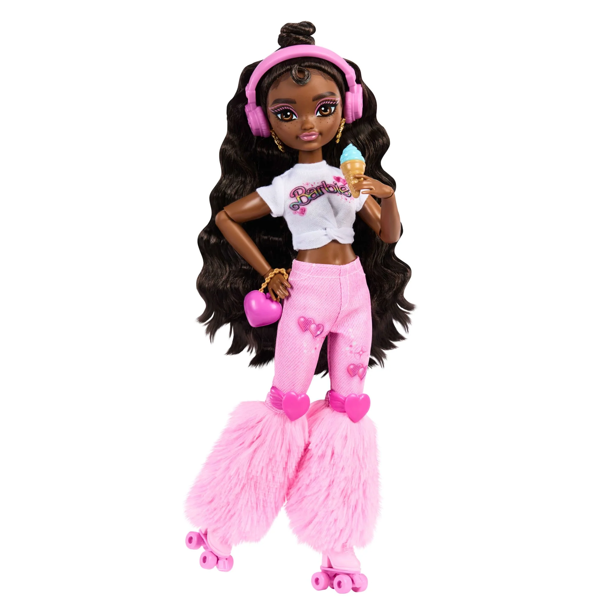 Dream Besties Barbie “Brooklyn” Roller Skating Fashion Doll With 9 Music & Video Themed Accessories