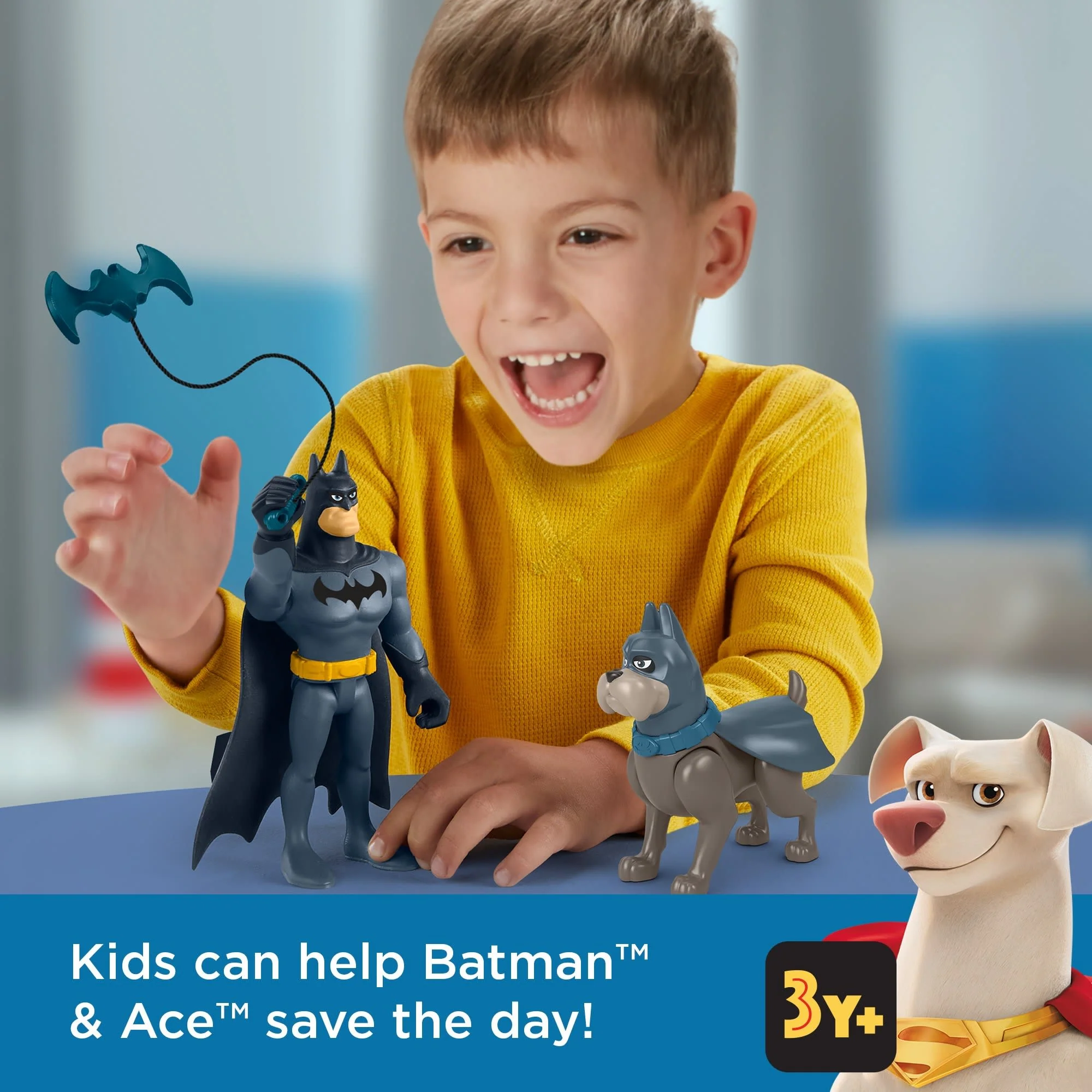 Fisher-Price DC League Of Super-Pets Batman & Ace the Hound Poseable Figure Set, 3 Pieces