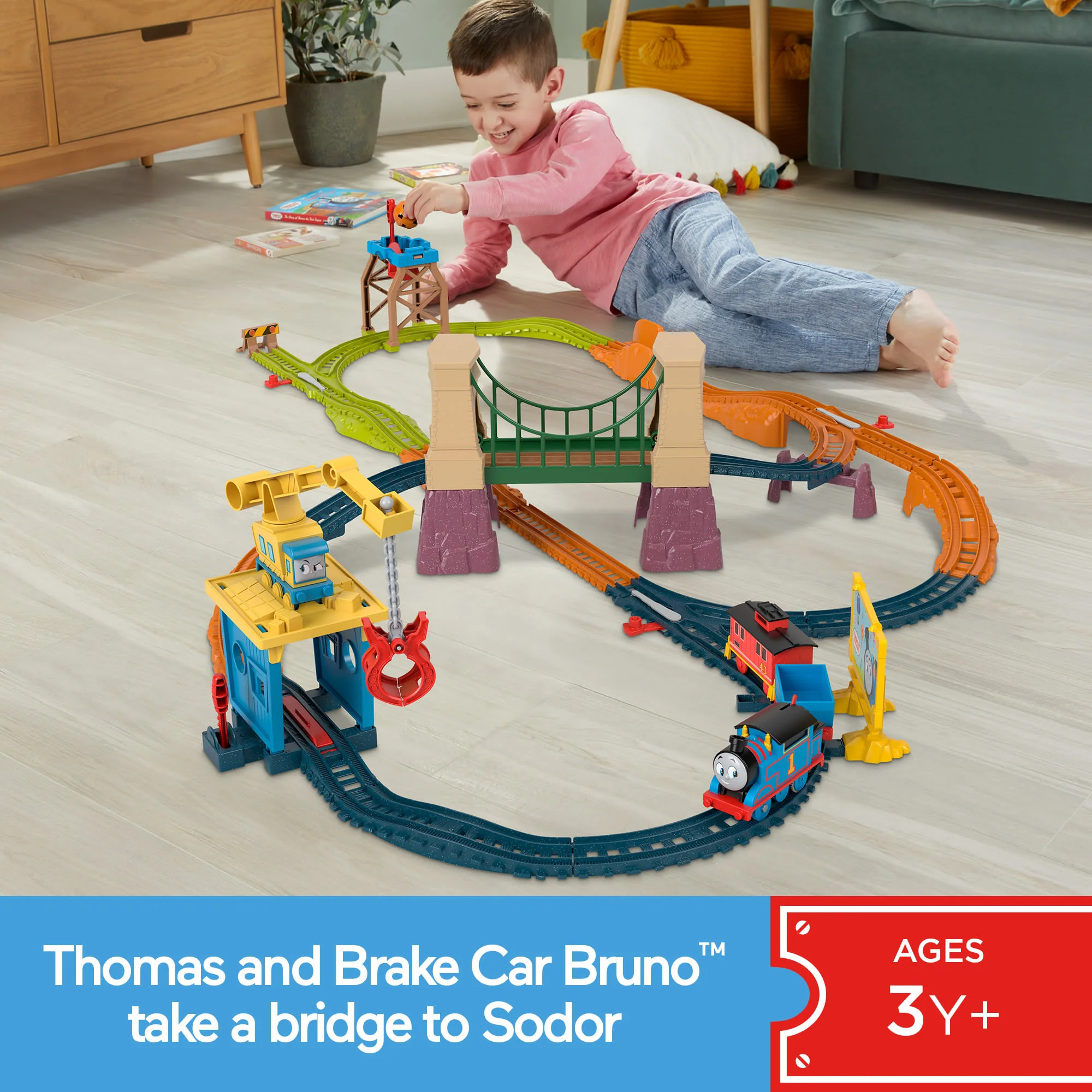Thomas & Friends Adventures With Thomas & Brake Car Bruno Motorized Toy Train & Track Set For Kids