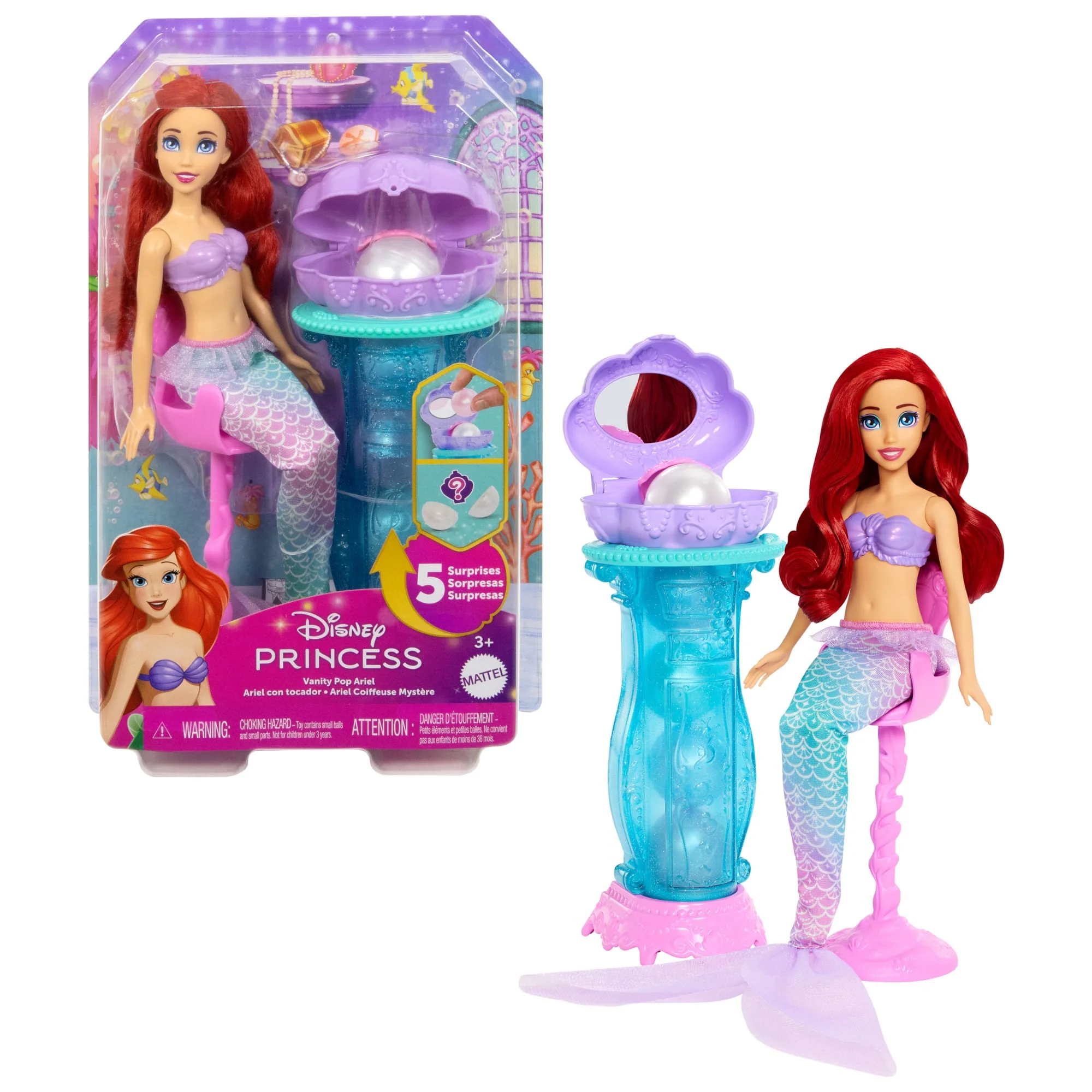 Princesses Disney Poupée et Accessoire Ariel Coiffeuse Mystère