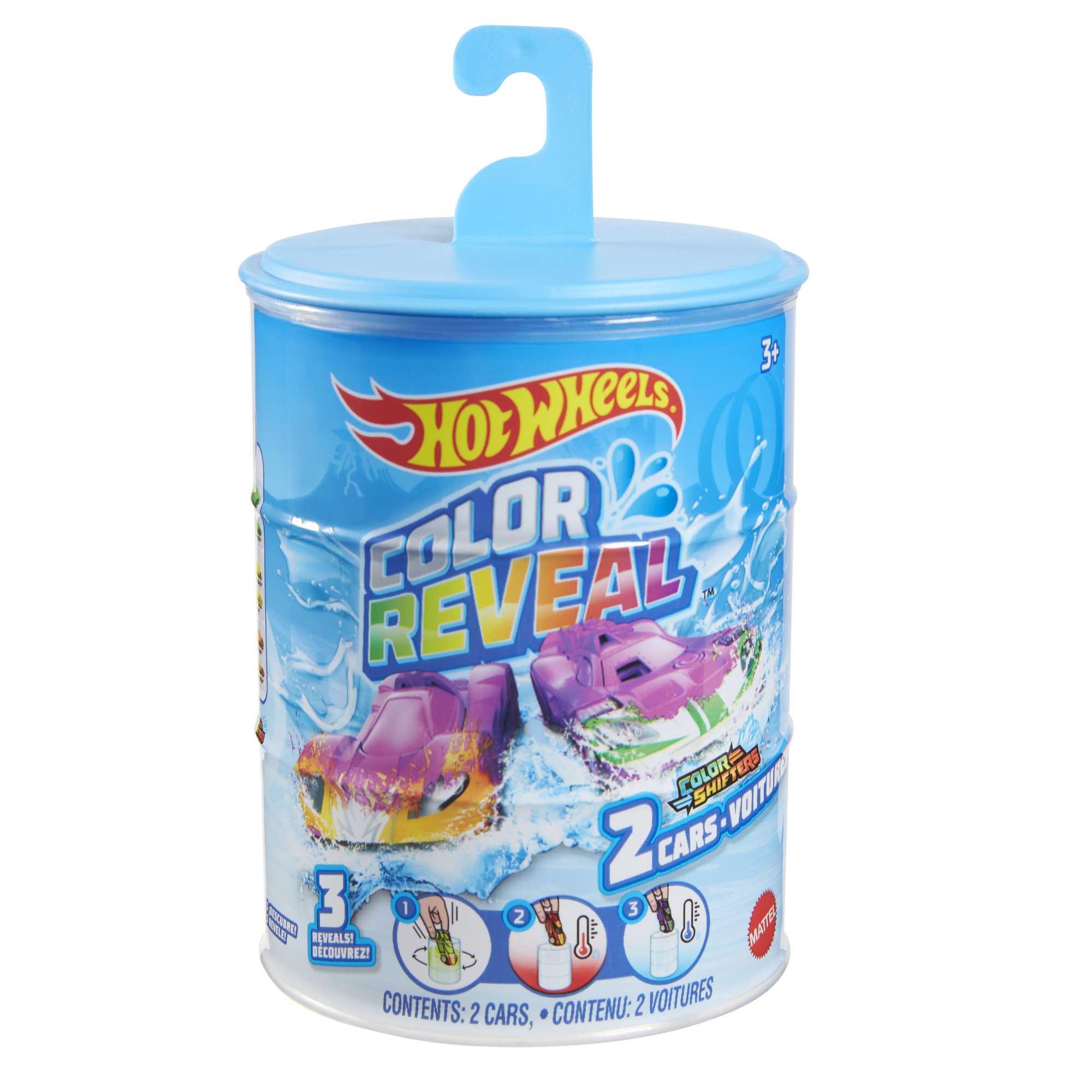 Hot Wheels Color Reveal, Set Of 2 1:64 Scale Vehicles With Surprise Reveal & Color-Change Feature (Styles May Vary)