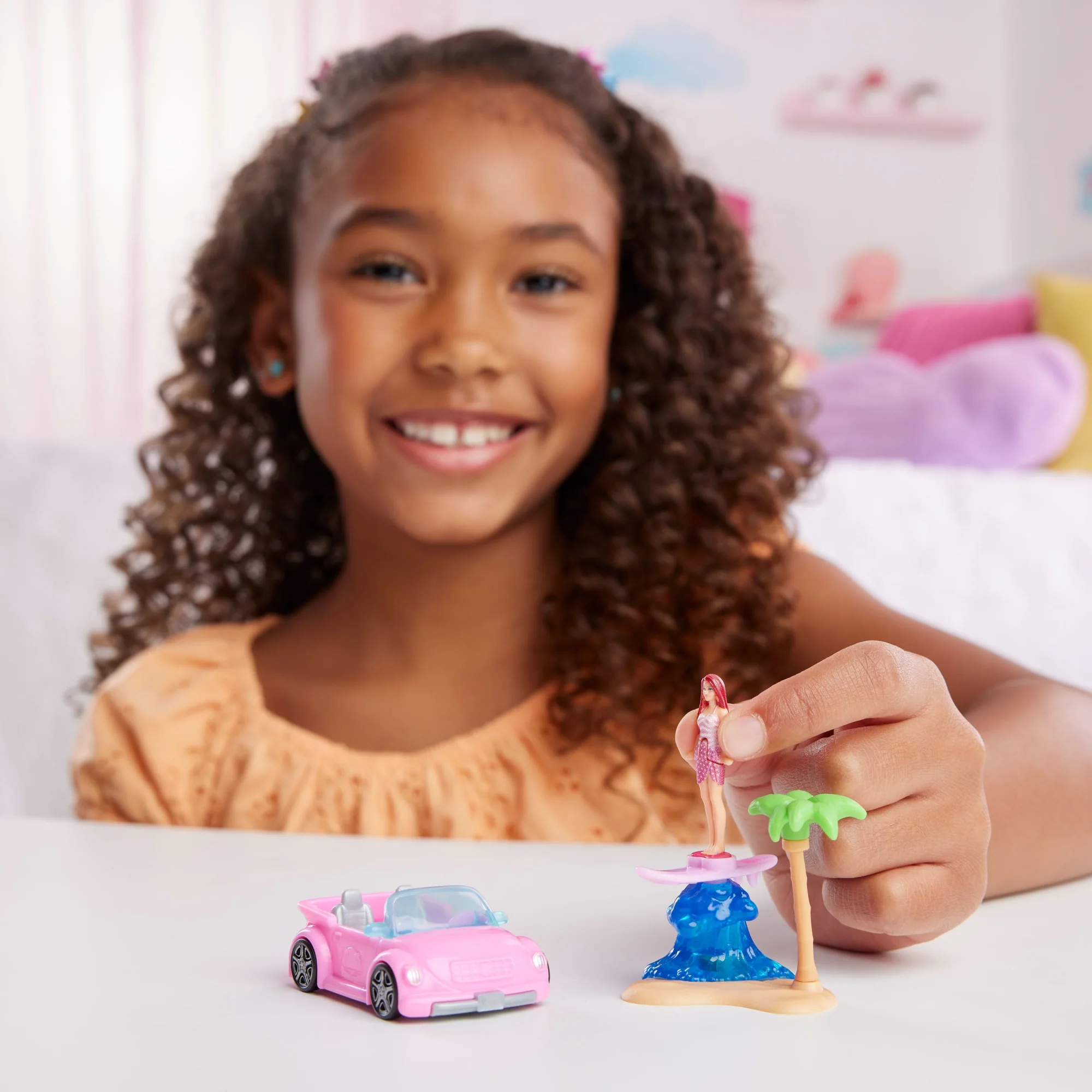 Barbie Mini Barbieland Doll & Vehicle Set With 1.5-inch Doll & Beach Convertible With Color-Change