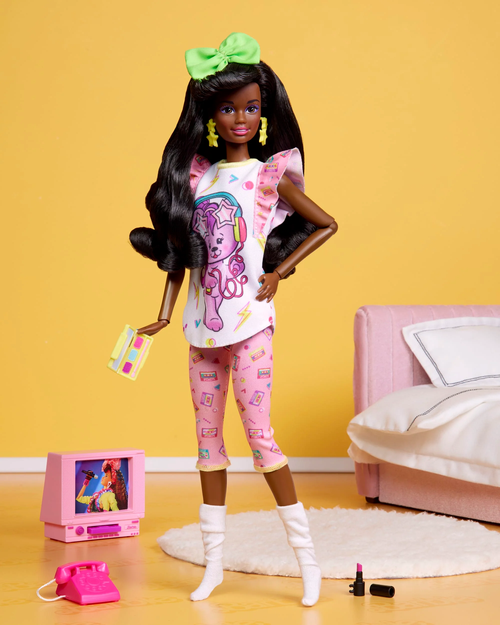 Barbie Doll, Curly Black Hair, 80s Slumber Party, Barbie Rewind