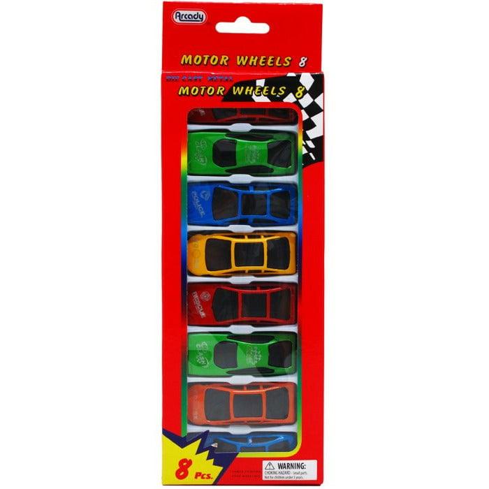 8Pc 2.75in Assrt Die-Cast Car Set In Pegable Window Box
