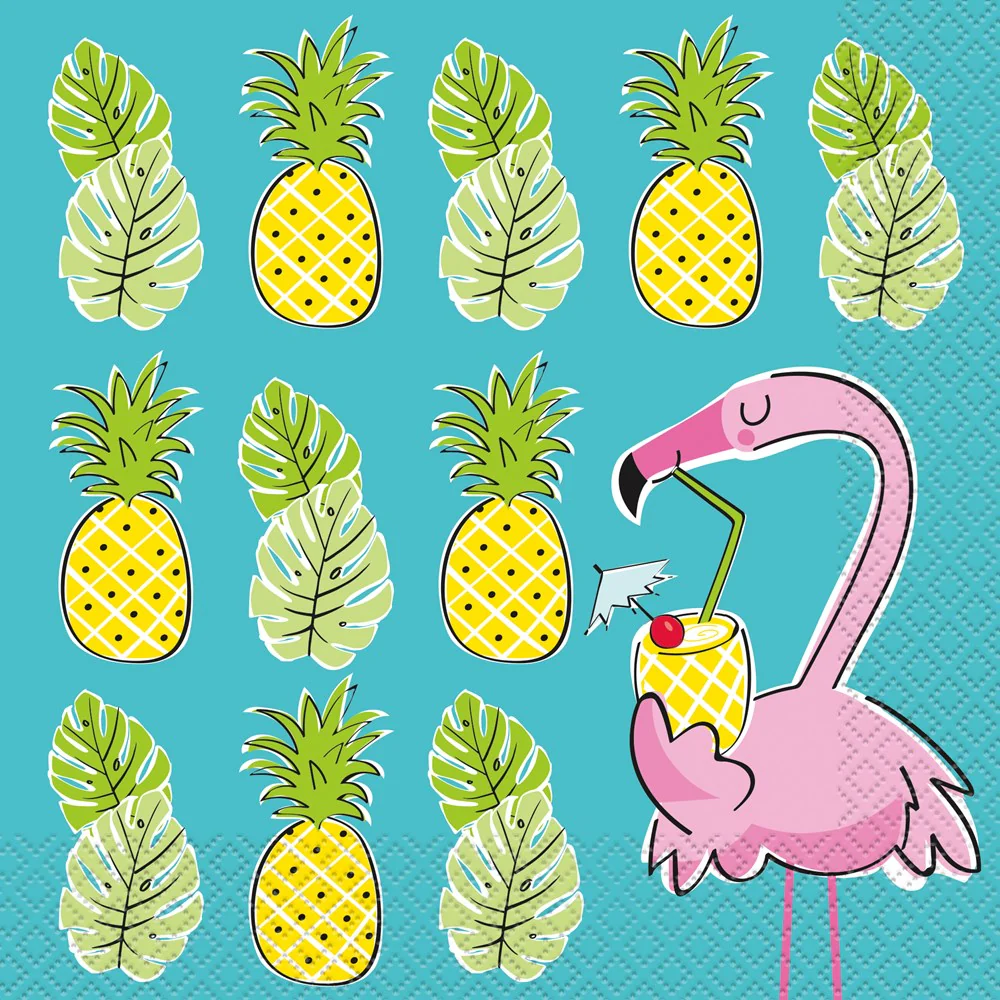 Summer Pineaple Flamingo Napkin (L) 16ct