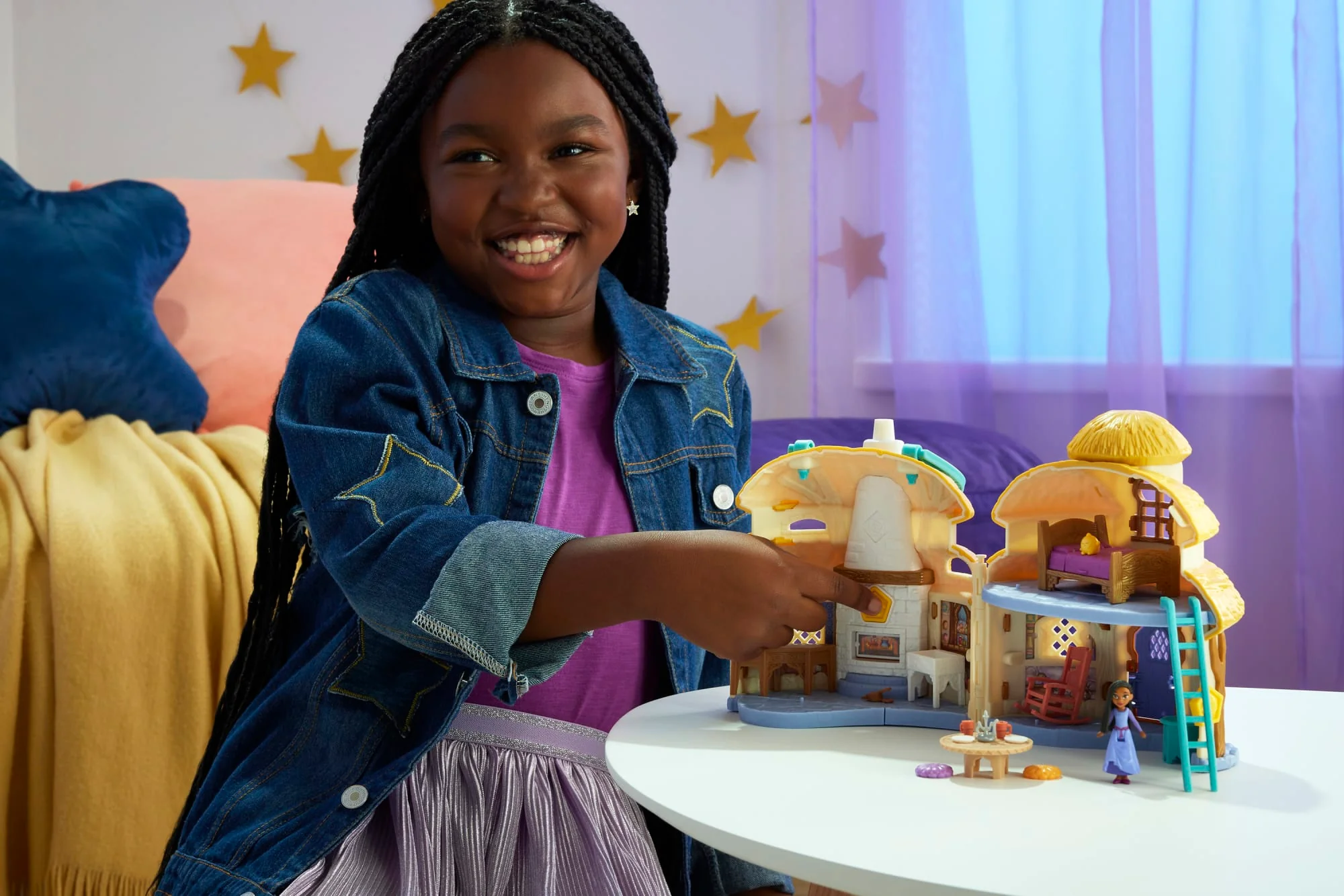 Disney's Wish Mini Doll & Dollhouse Playset, Asha Of Rosas Cottage With Micro Doll, Star Figure & 15+ Furniture & Accessories, Travel Toys