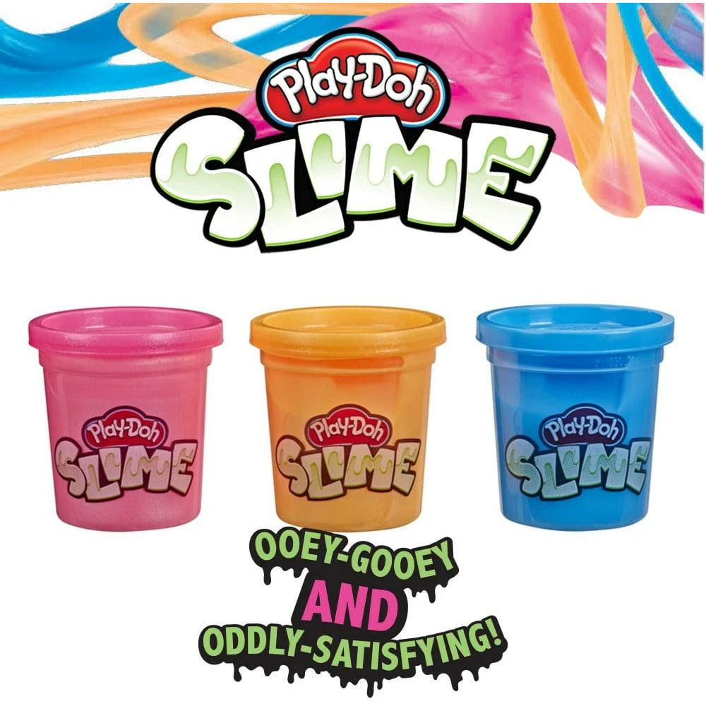 Play Doh Brand Slime Compound 3 Pack Blue, Metallic Orange, and Metallic Pink