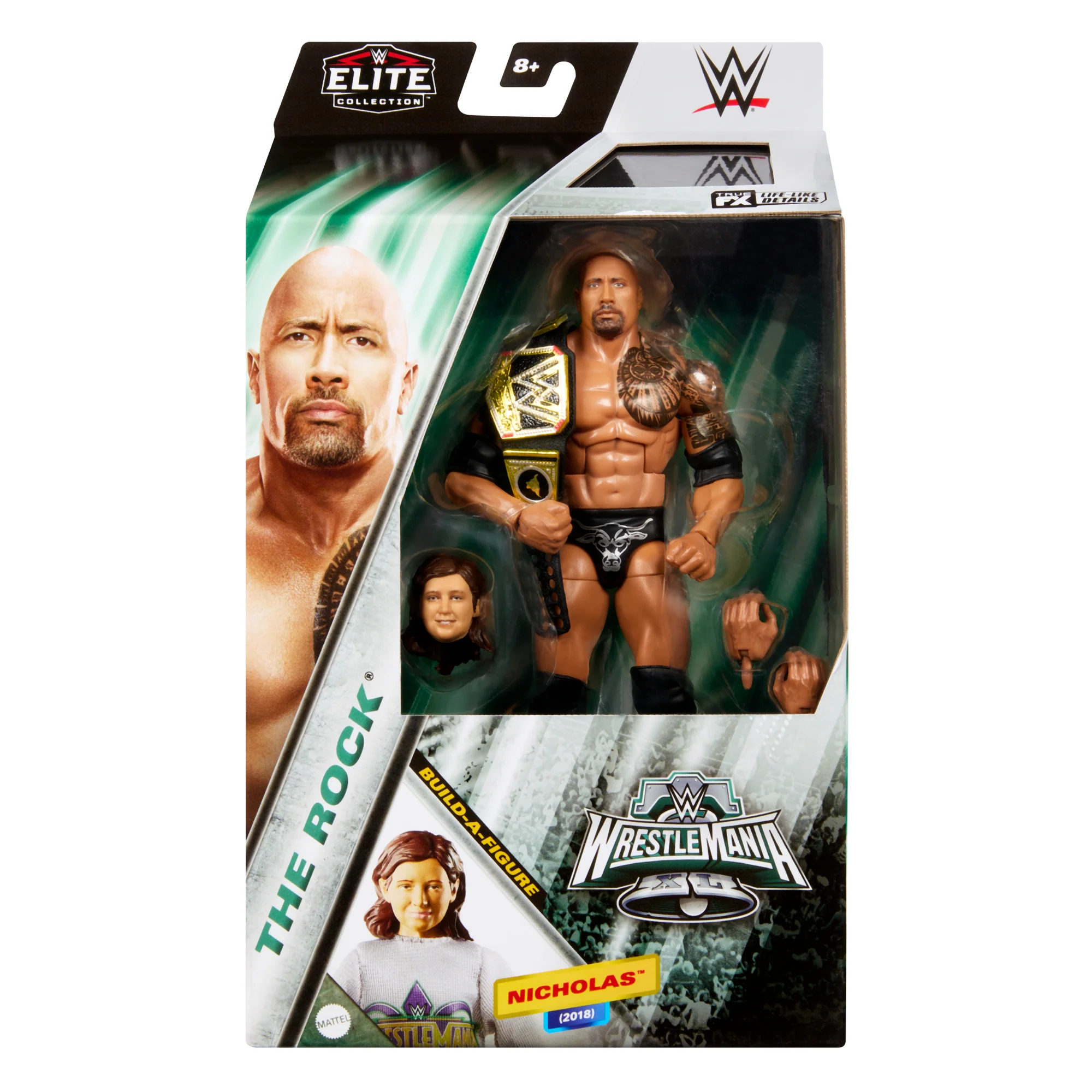 WWE Wrestlemania Elite Collection The Rock Action Figure With Build-A-Figure