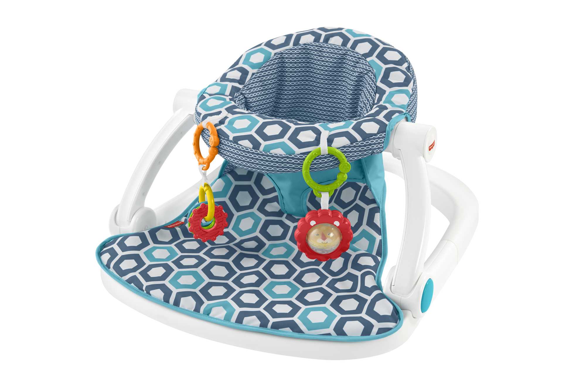 Fisher-Price Sit-Me-Up Floor Seat Portable Baby Chair With 2 Removable Toys, Honeycomb