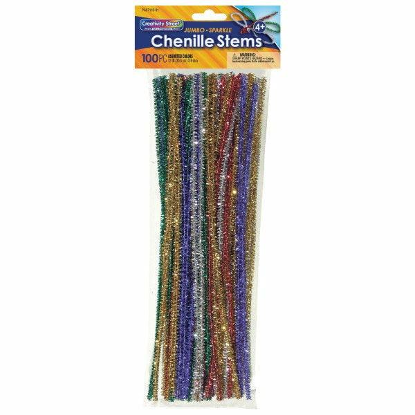 Creativity Street Stem Pipe Cleaners 6mm Sparkle Asstorted 12in 100Ct