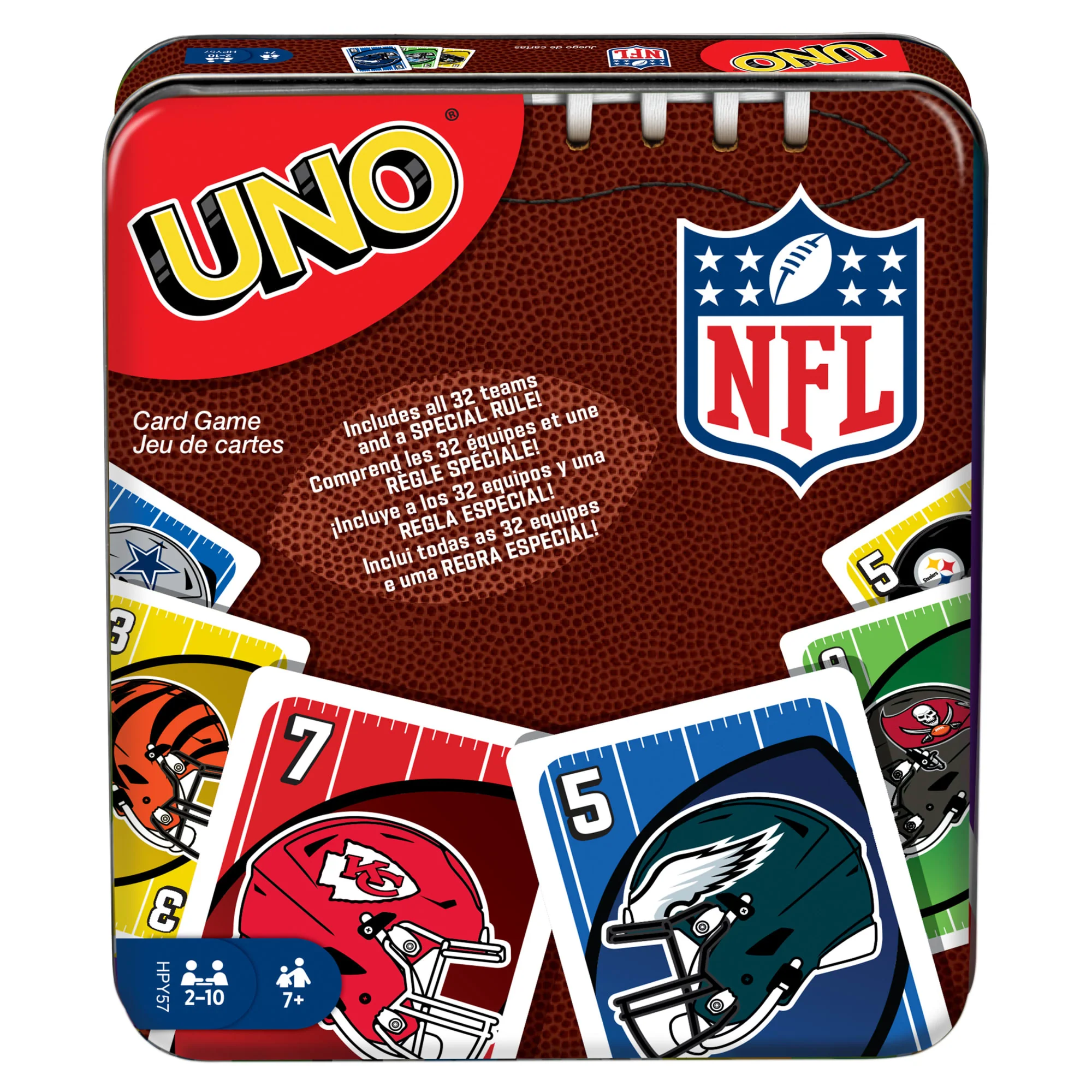 UNO NFL Card Game in Storage & Travel Tin For Kids, Adults & Family Night, Features All 32 NFL Teams