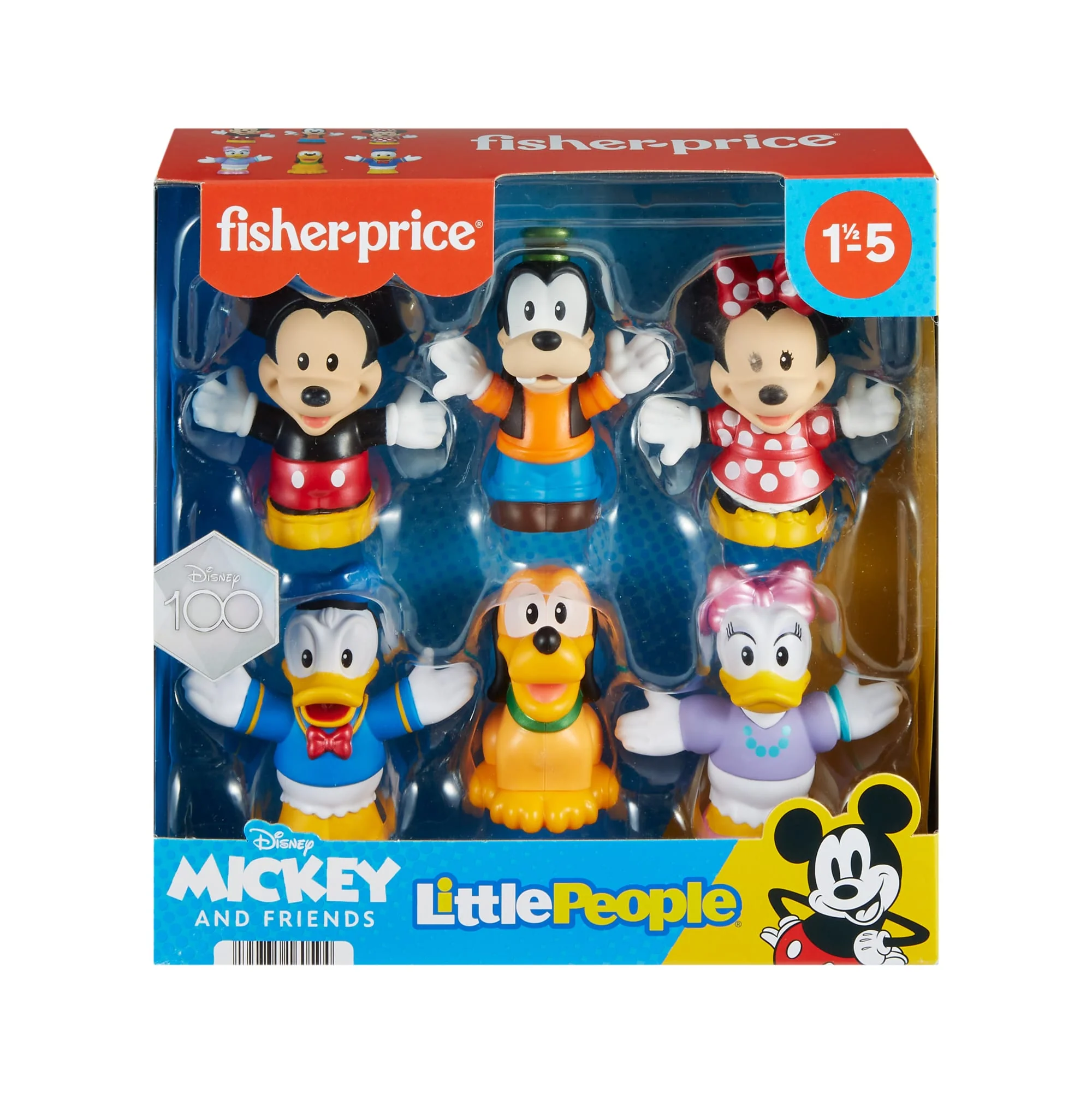 Disney 100 Mickey & Friends Figure Pack By Fisher-Price Little People, 6 Piece Toddler Toys