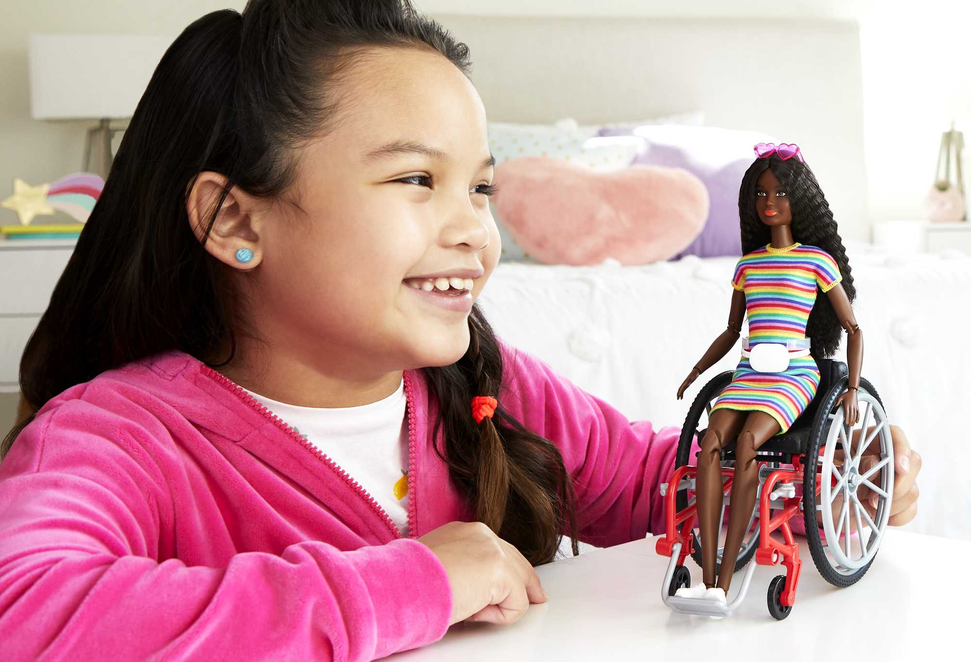Barbie Fashionistas Doll #166 With Wheelchair & Crimped Brunette Hair