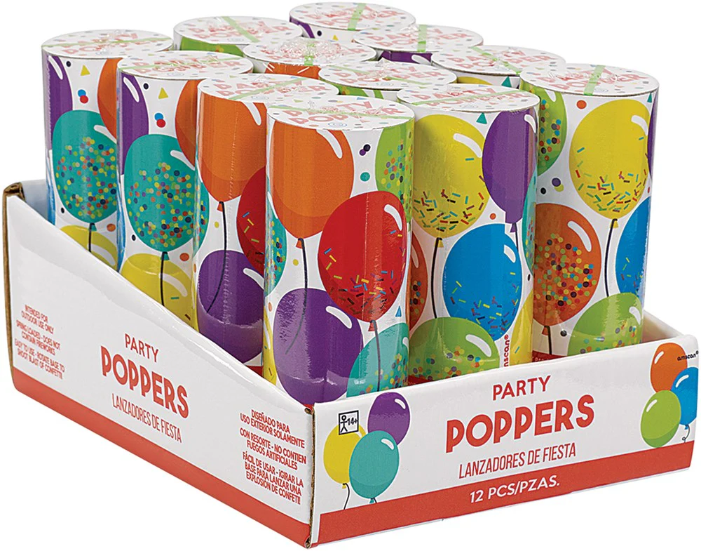 Birthday Celebration Confetti Poppers 12ct
