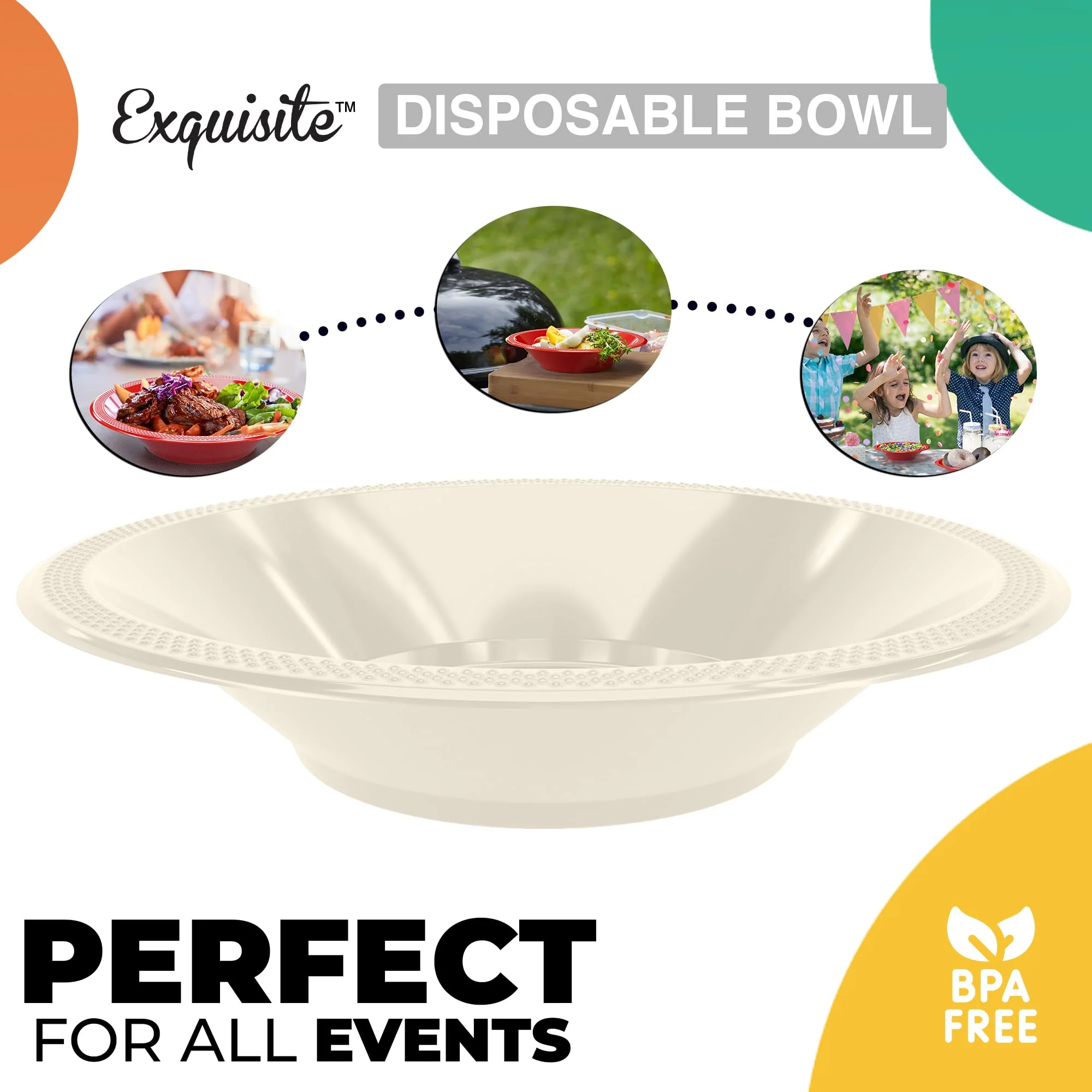 12 Oz. Ivory Plastic Bowls | 50 Count