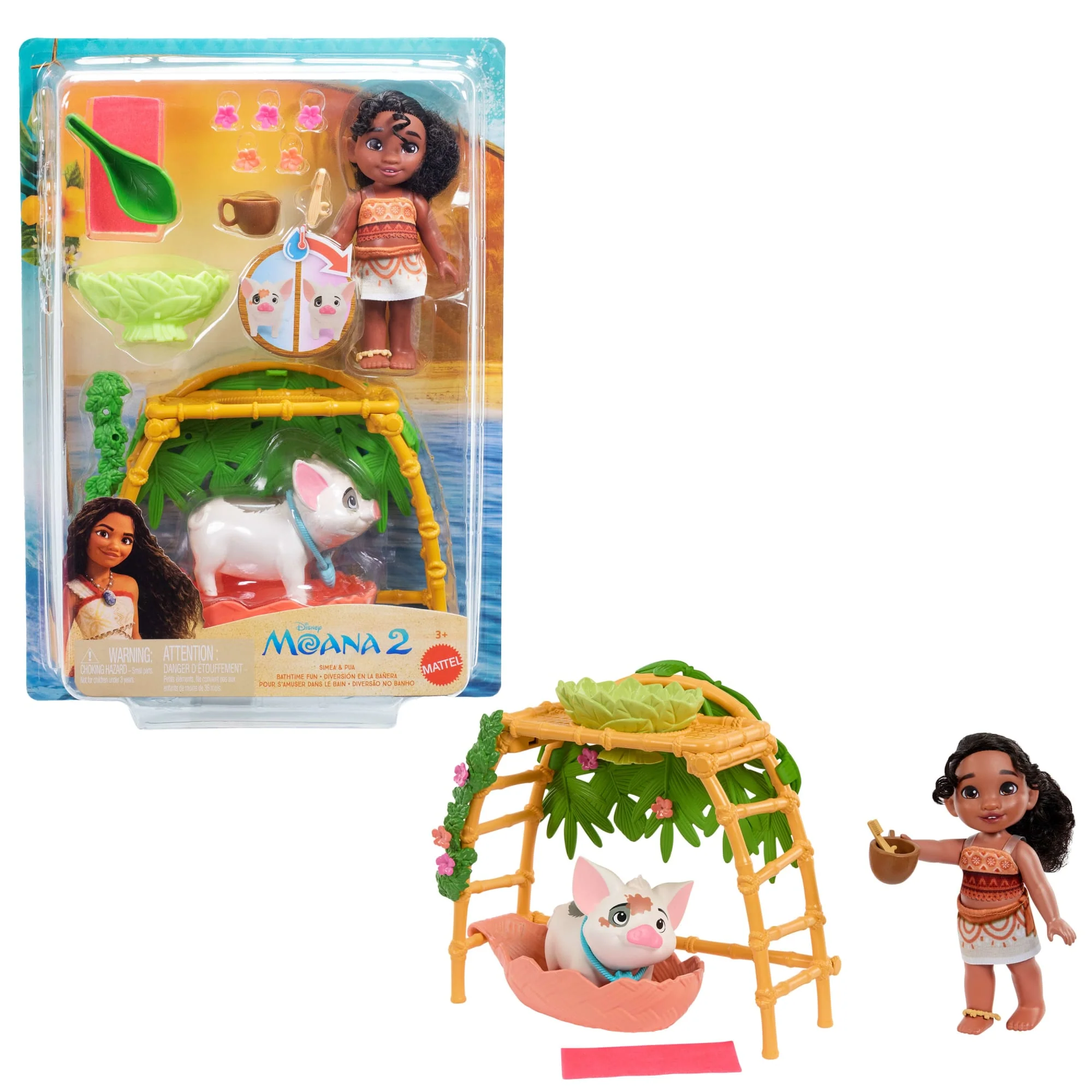 Disney Moana 2 Simea & Pua Bathtime Fun Playset, Fashion Doll & 10+ Accessories, Inspired By The Movie