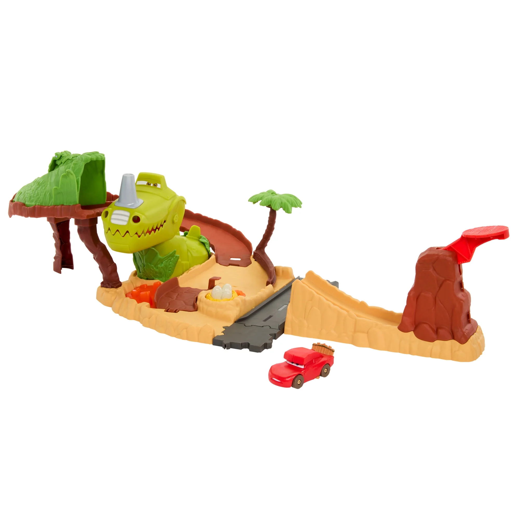 Disney And Pixar's Cars Toys, Dinosaur Playground Playset With Lightning Mcqueen, Cars On the Road