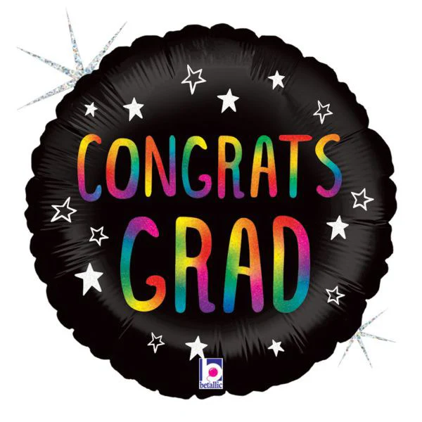 Graduation Rainbow Congrats Holographic 18in Foil Balloon