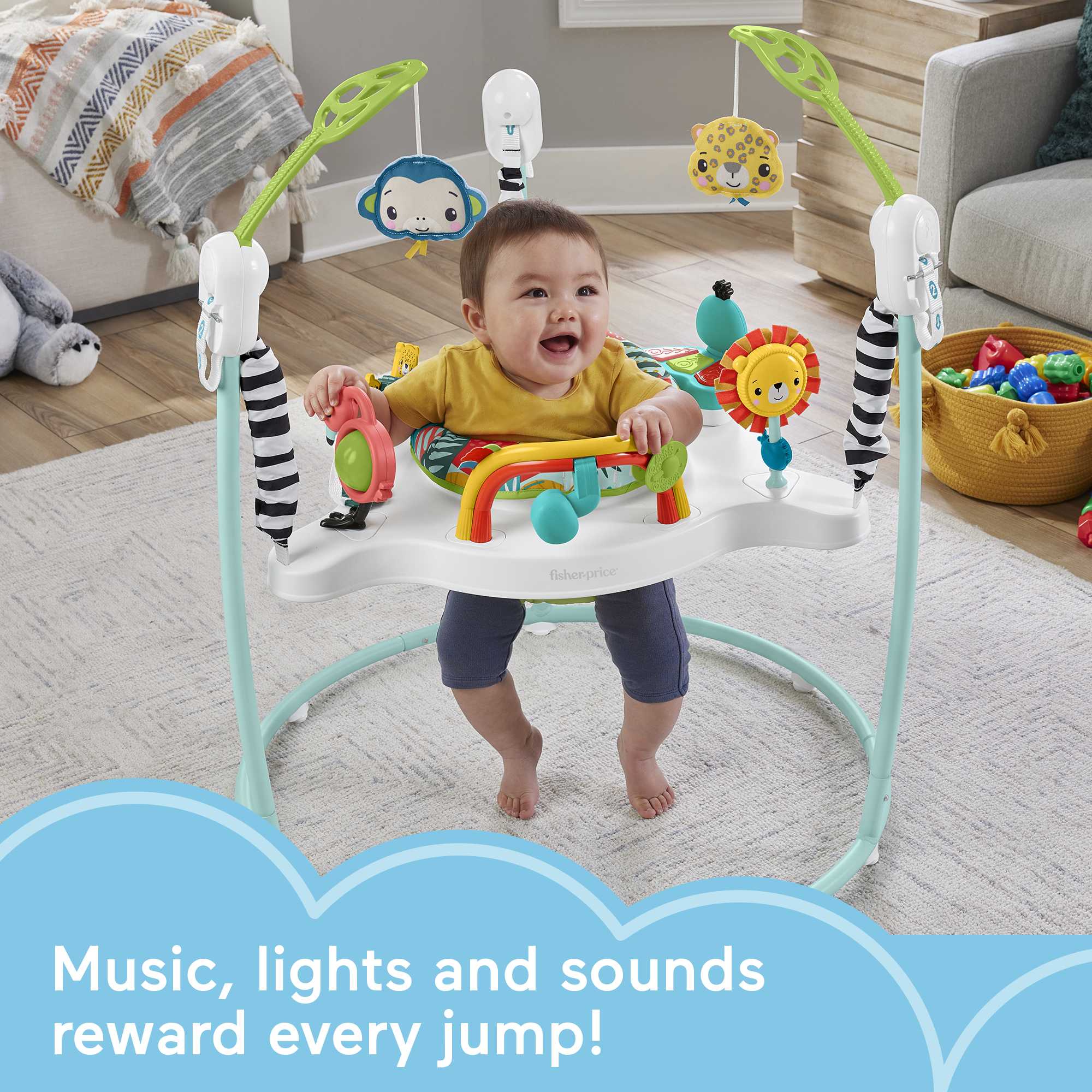 Fisher-Price Jumperoo Baby Activity Center With Lights And Sounds, Jumping Jungle