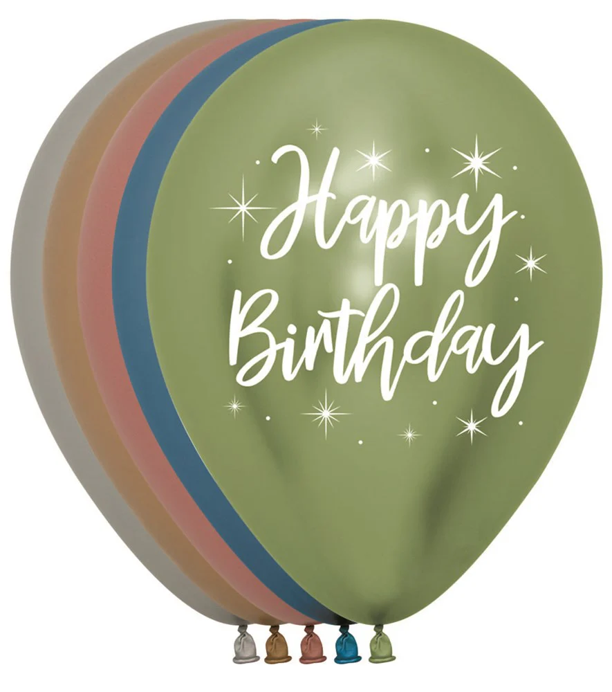 11 inch Sempertex Happy Birthday Reflex LatexBalloons All Over Print 50ct