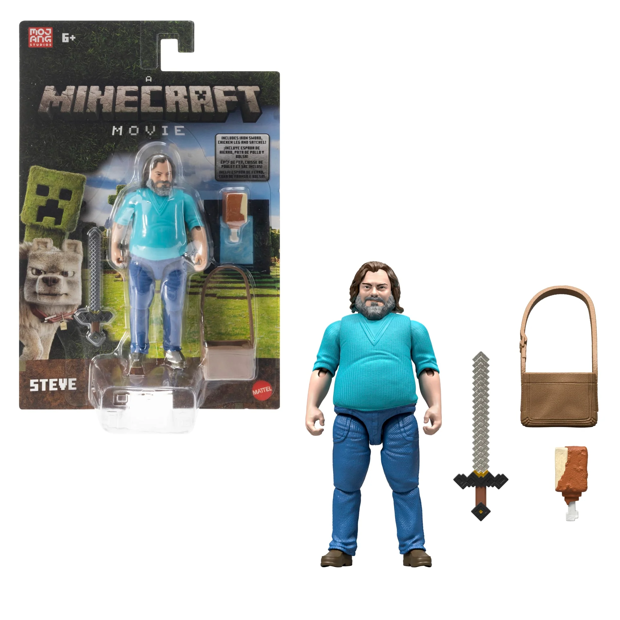 Minecraft-Figurine Articulée Steve-Taille de 10 Cm et Accessoires