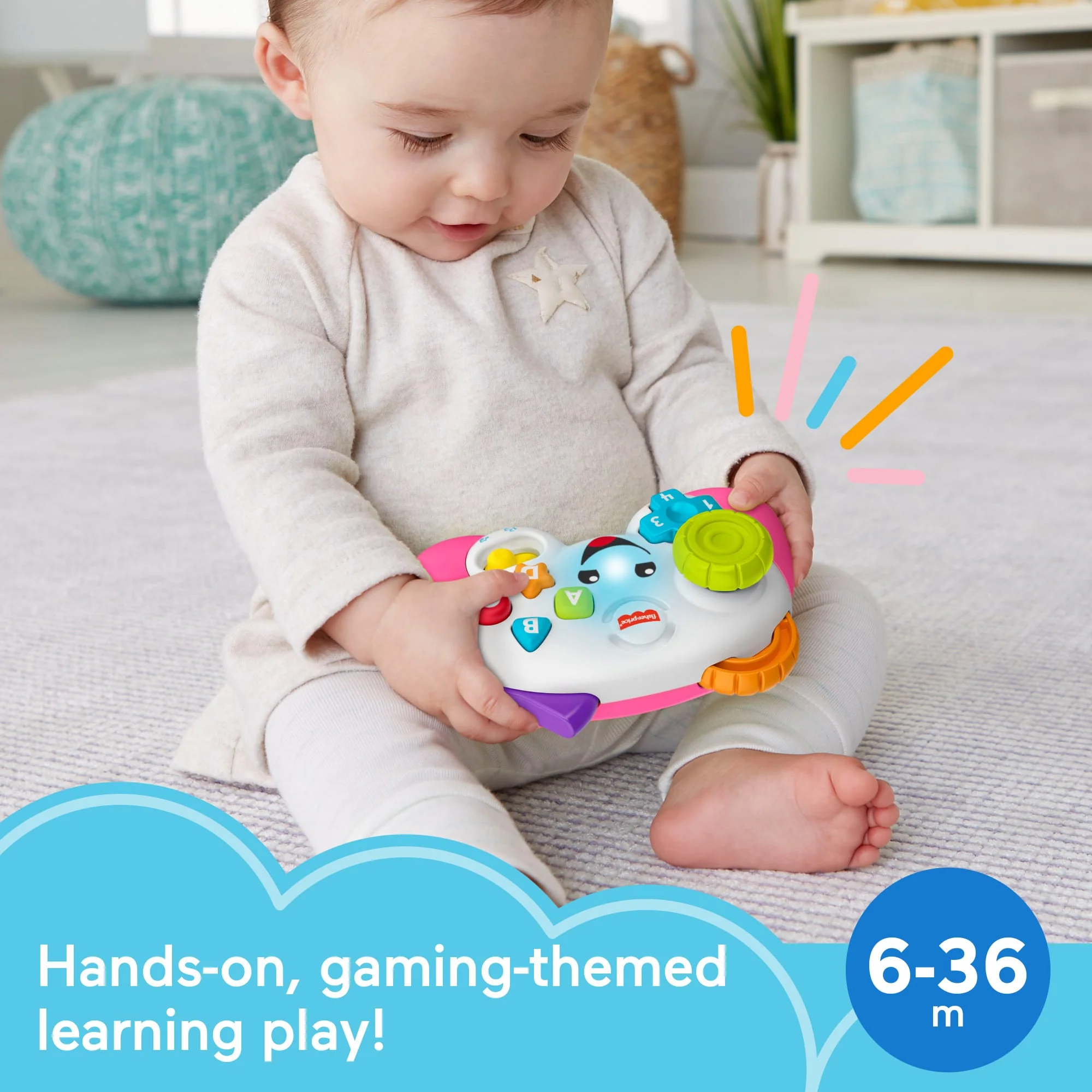 Fisher-Price Laugh & Learn Game & Learn Controller Musical Baby Toy With Lights, Pink