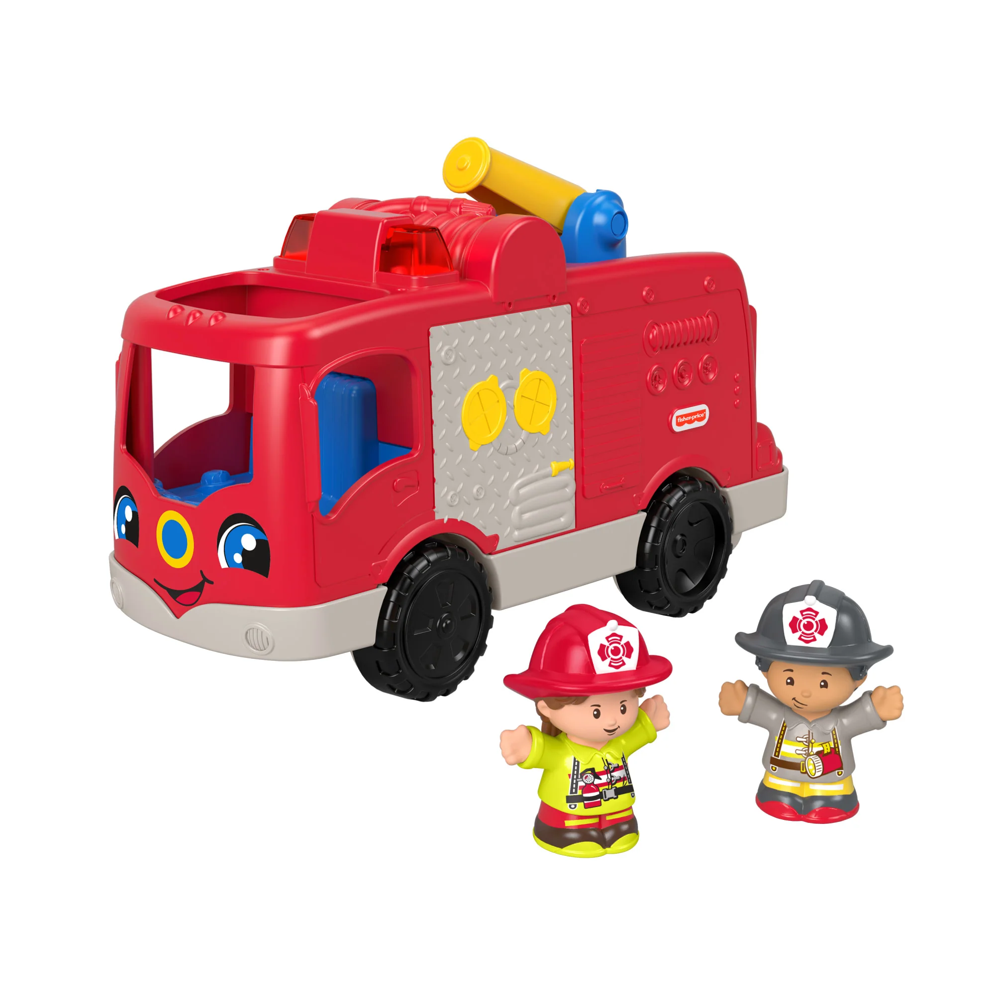 Fisher-Price Little People Helping Others Fire Truck Musical Toddler Toy With 2 Firefighter Figures