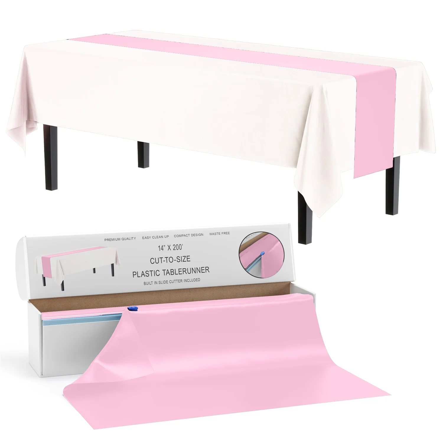 14 In. x 200 Ft. Cut To Size Pink Table Runner