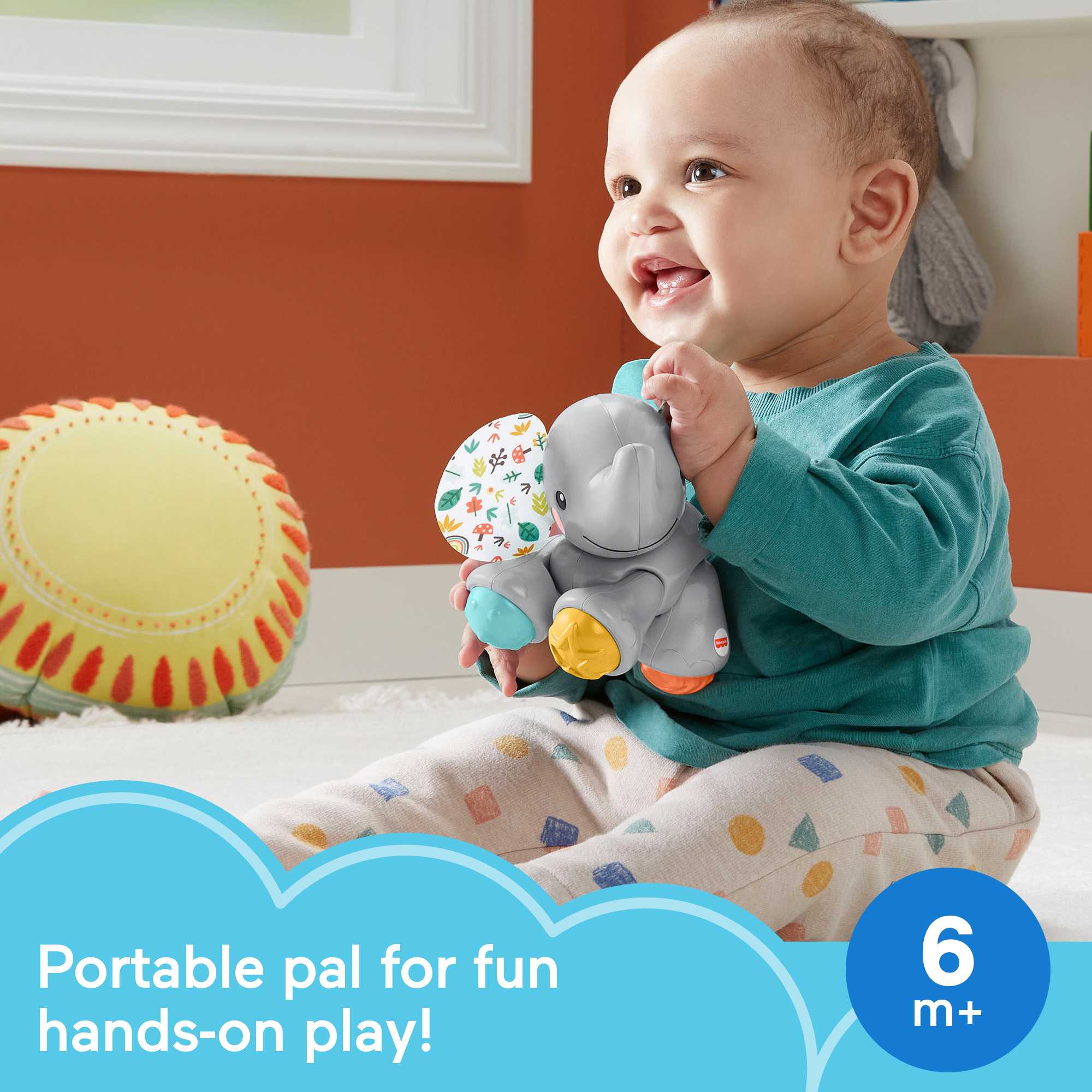 Fisher-Price Elephant Clicker Pal Infant Fine Motor Toy For Sensory Play Ages 6+ Months