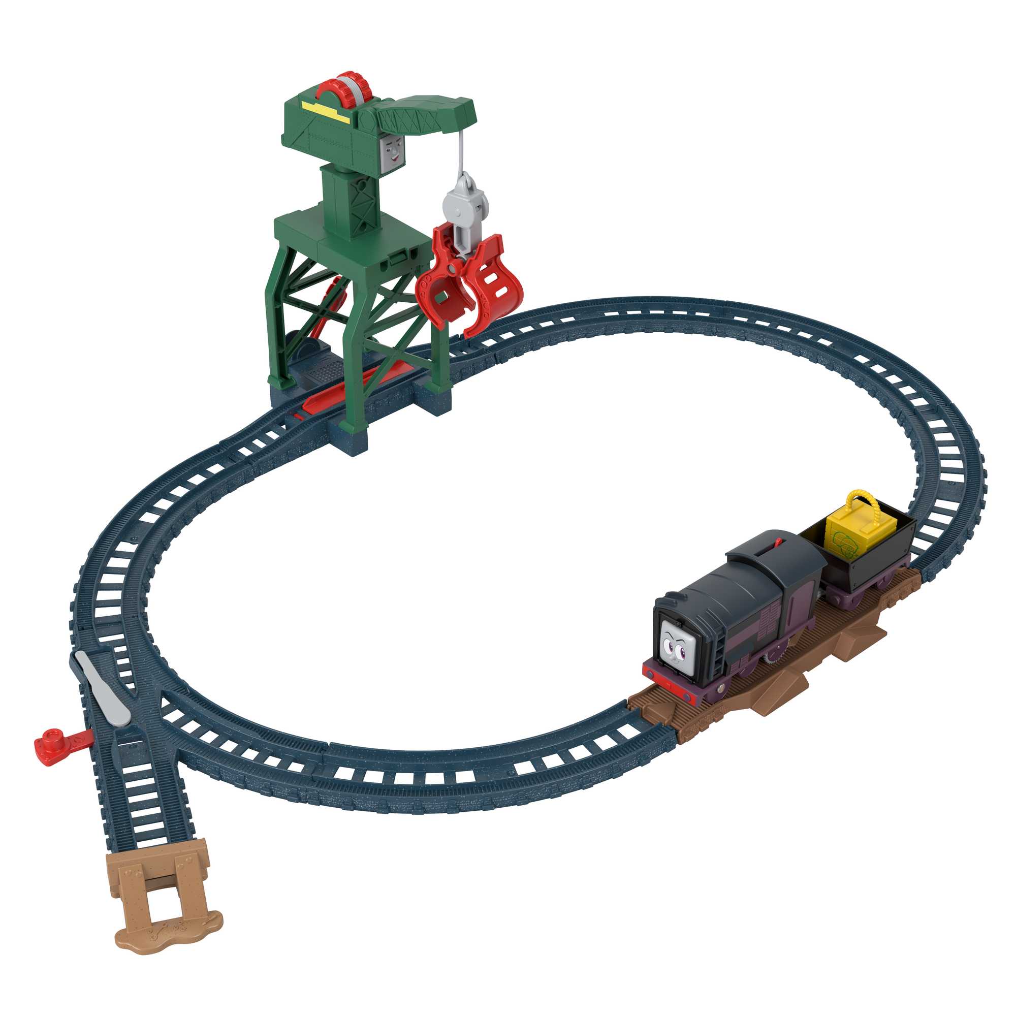 Thomas And Friends Diesel & Cranky Train Set, Track Set With Motorized Engine & Crane, Delivery Duo