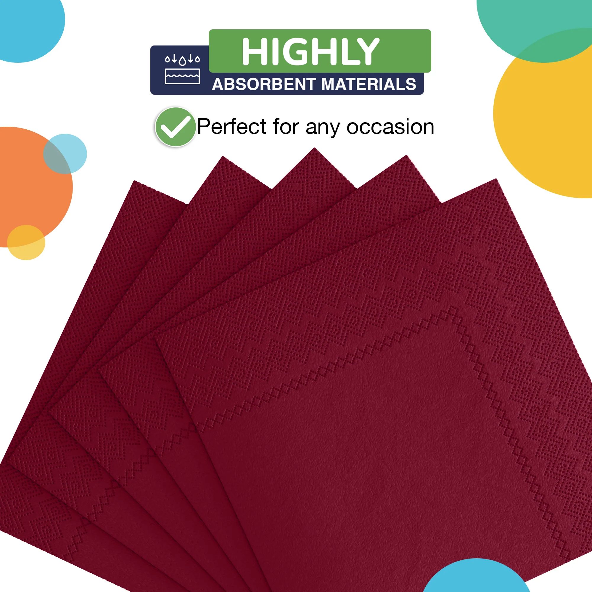 Burgundy Beverage Napkins | 50 Count